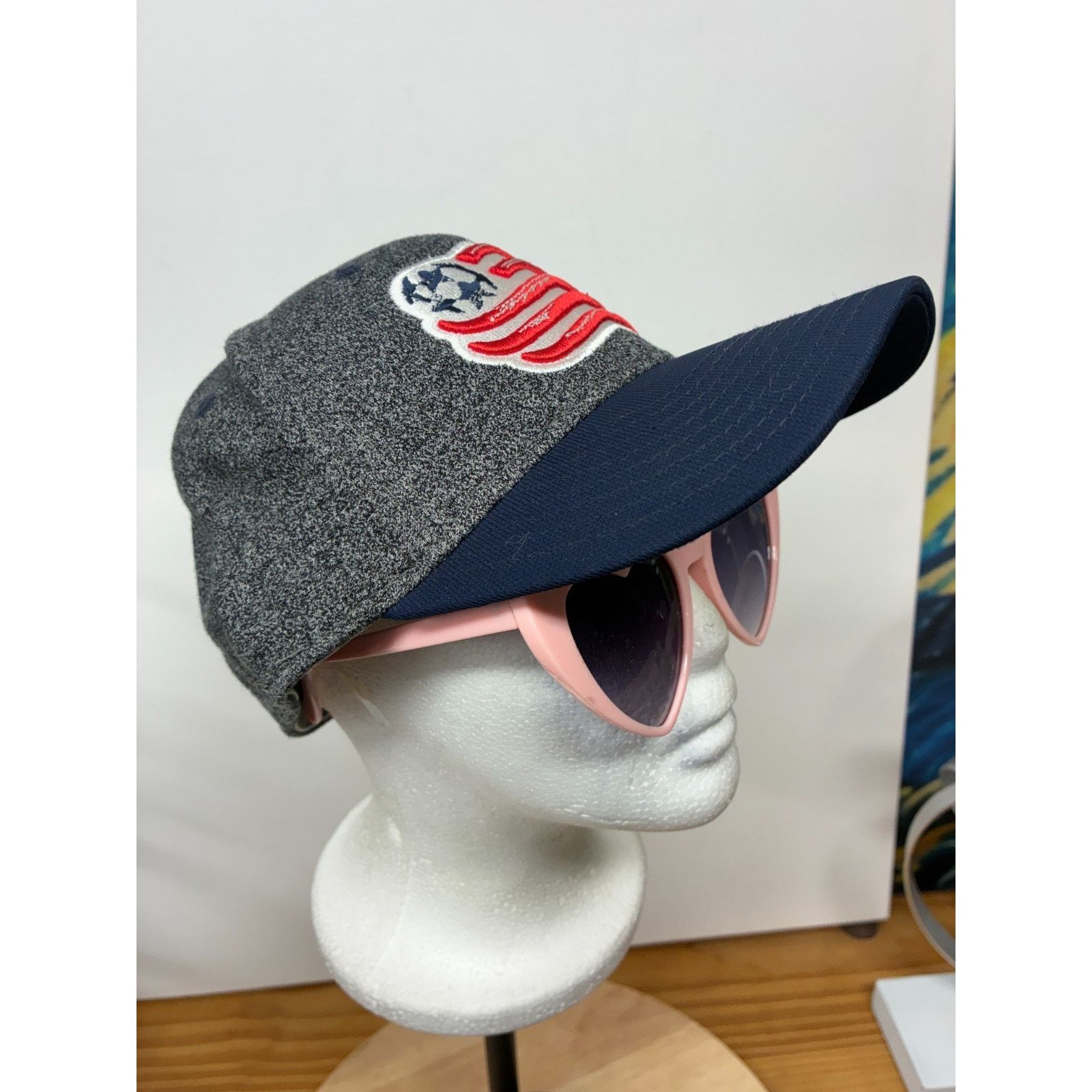 Adidas Adidas MLS New England Revolution FlexFit Hat Gray Navy L/XL Size ONE SIZE - 8 Thumbnail