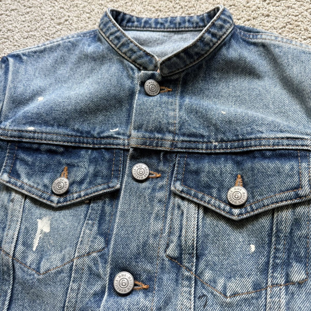 MM6 Collarless Cropped Painter Denim Jacket (Blue) Size S / US 4 / IT 40 - 3 Thumbnail
