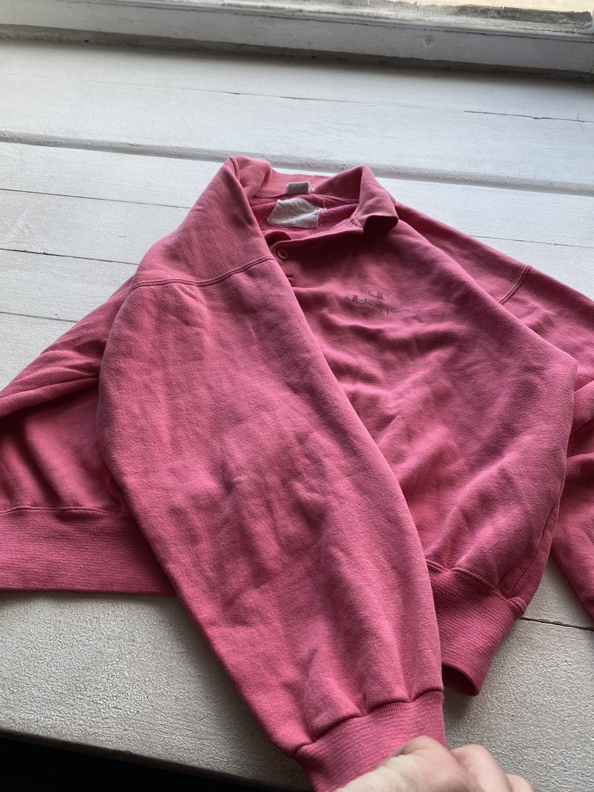 Champion × Vintage 🔥80s Champion Usa Know Now Pink Button Sweatshirt Mens Rare Size US L / EU 52-54 / 3 - 11 Thumbnail
