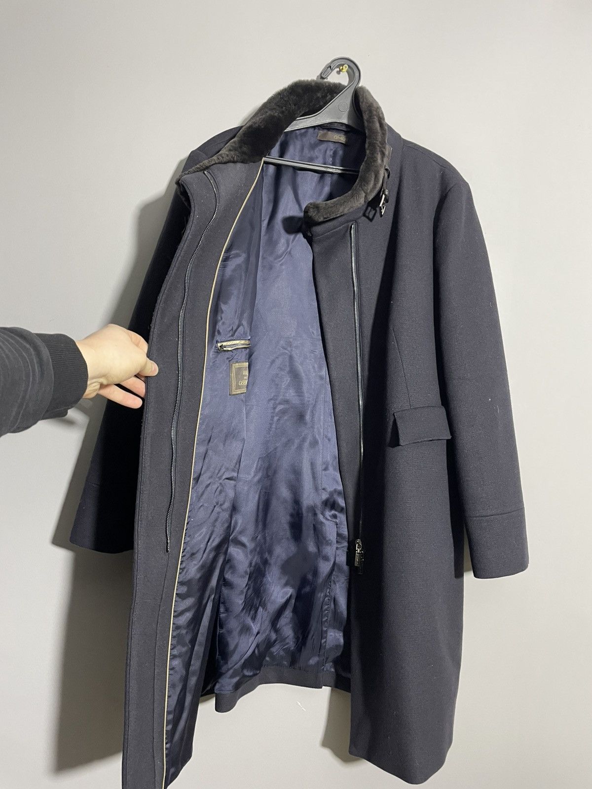 Gimo's Gimo’s Wool Cashmere Fur Men’s coat size 50 Navy Blue Size US M / EU 48-50 / 2 - 10 Thumbnail