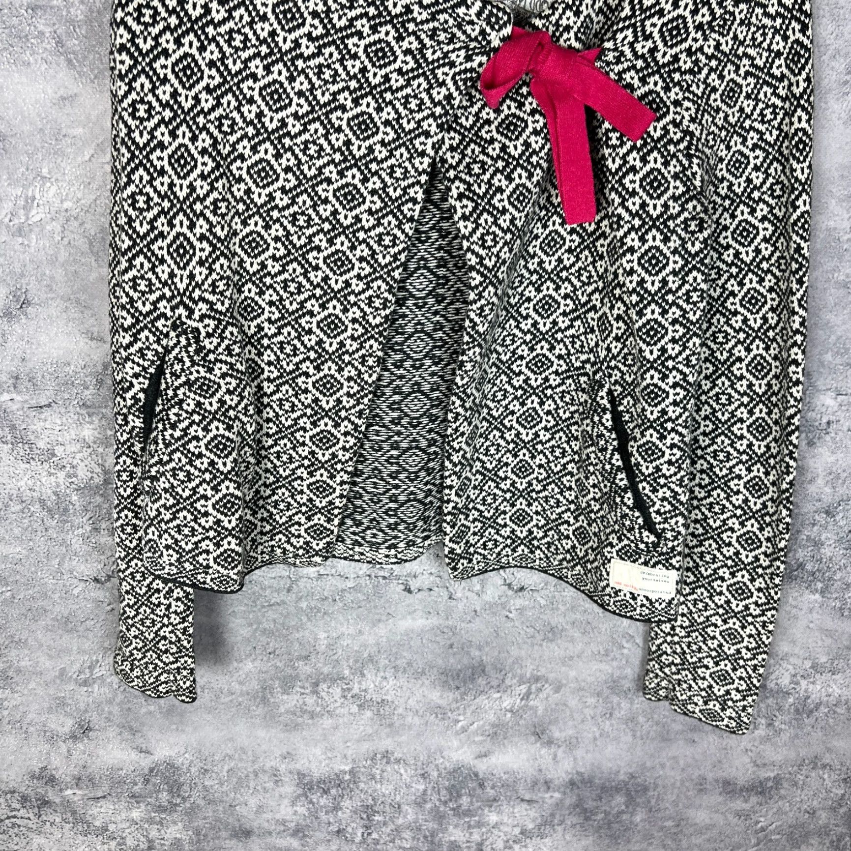 Vintage Odd Molly Boho Cotton Jacket Size 1 White Geometric Pattern Bow Jacket Womens Size XS / US 0-2 / IT 36-38 - 3 Thumbnail