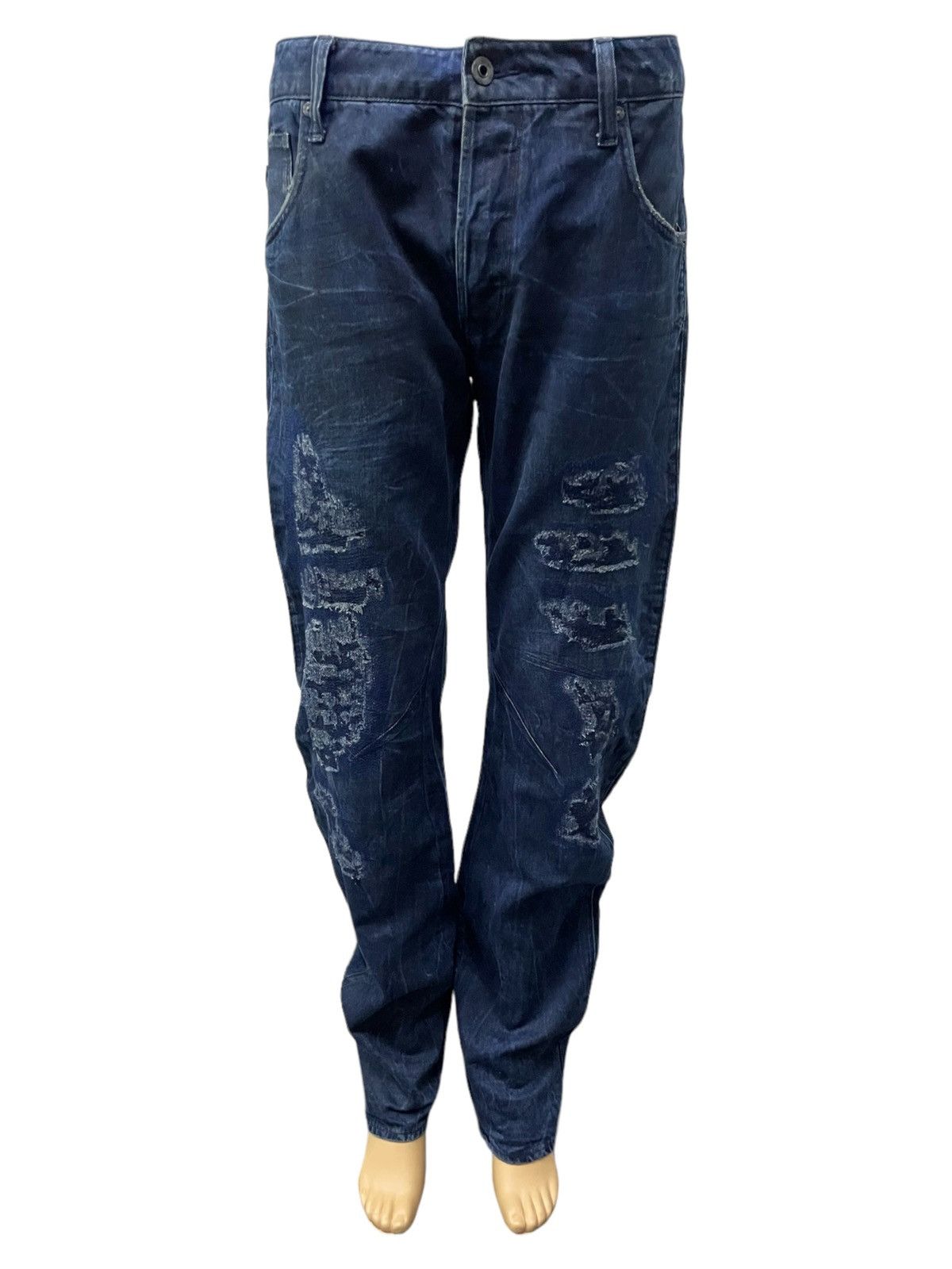 G-Star × Hysteric Glamour G Star Raw Engineered Curved Leg Crash Distressed Jeans Size US 30 / EU 46 - 3 Thumbnail