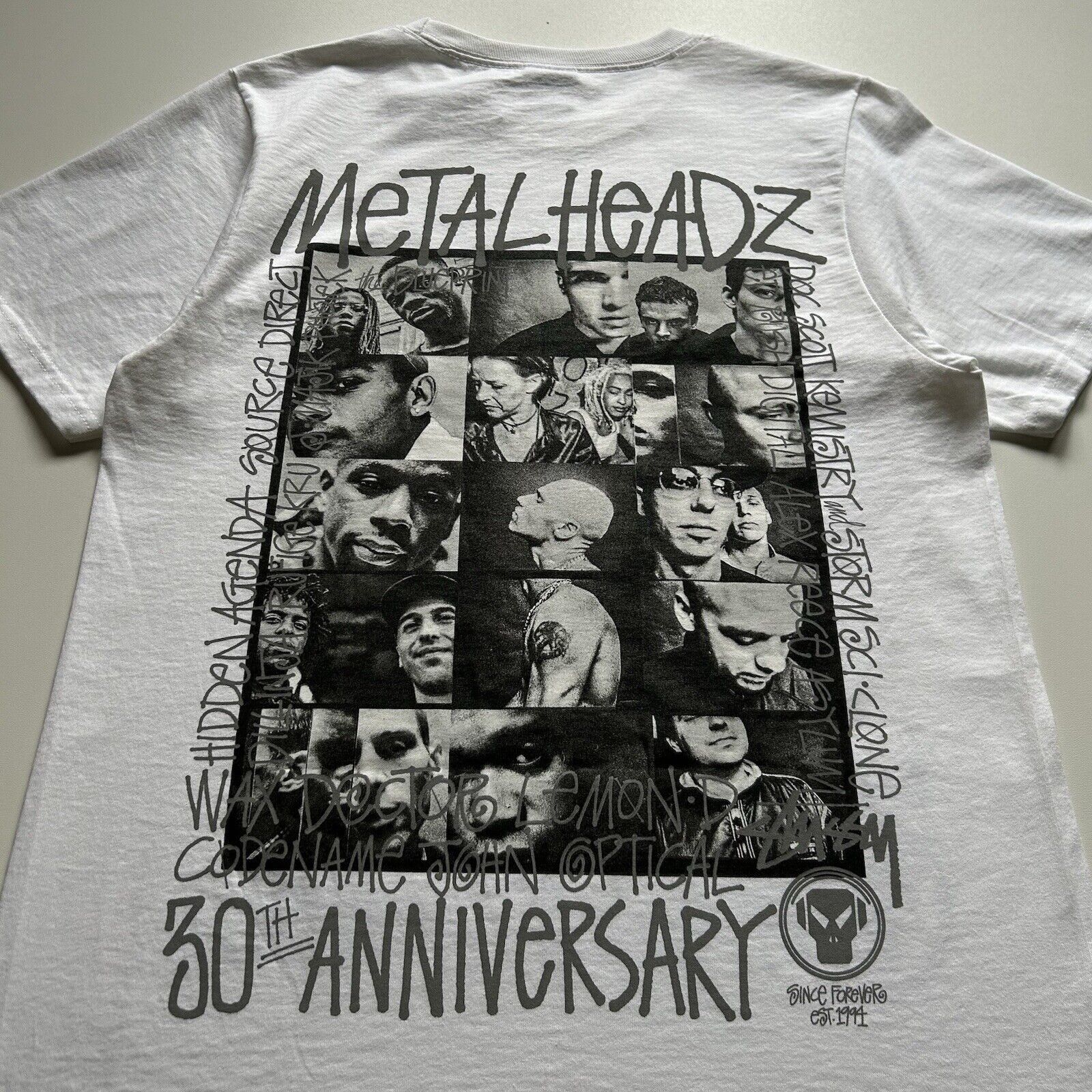 Stussy Metal Headz 30th Anniversary 3M Graphic T Shirt Small