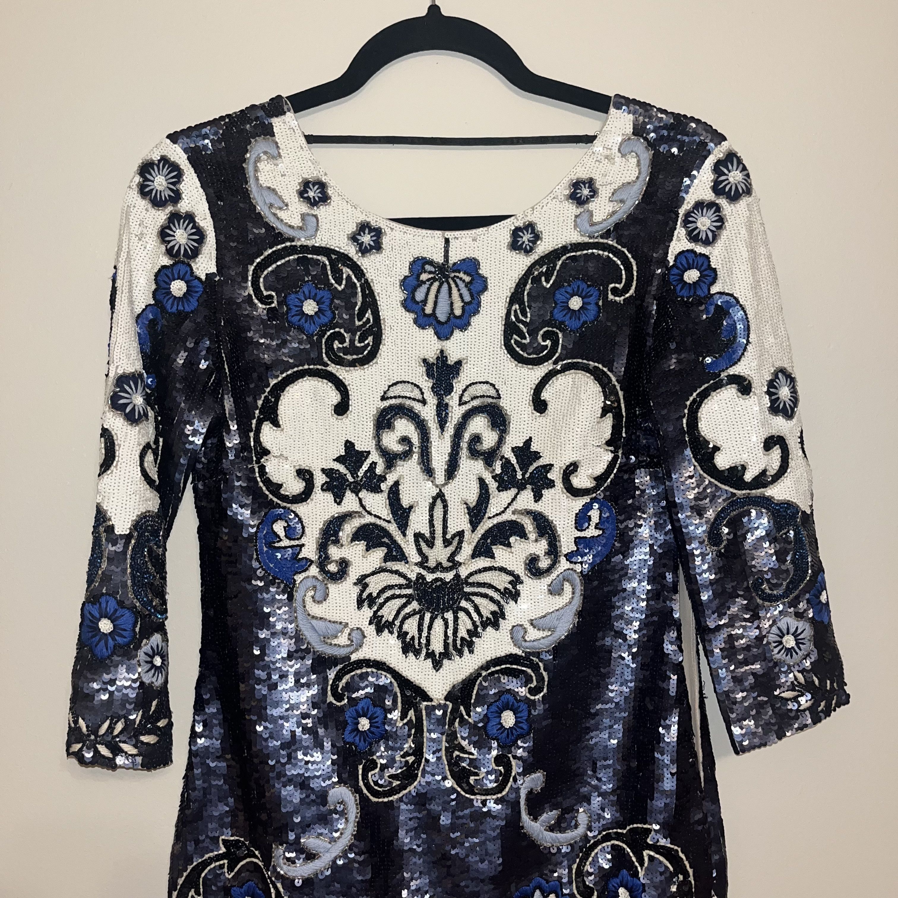 For Love & Lemons Needle & Thread Midnight Floral Sequin Mini Dress Size XS / US 0-2 / IT 36-38 - 6 Thumbnail