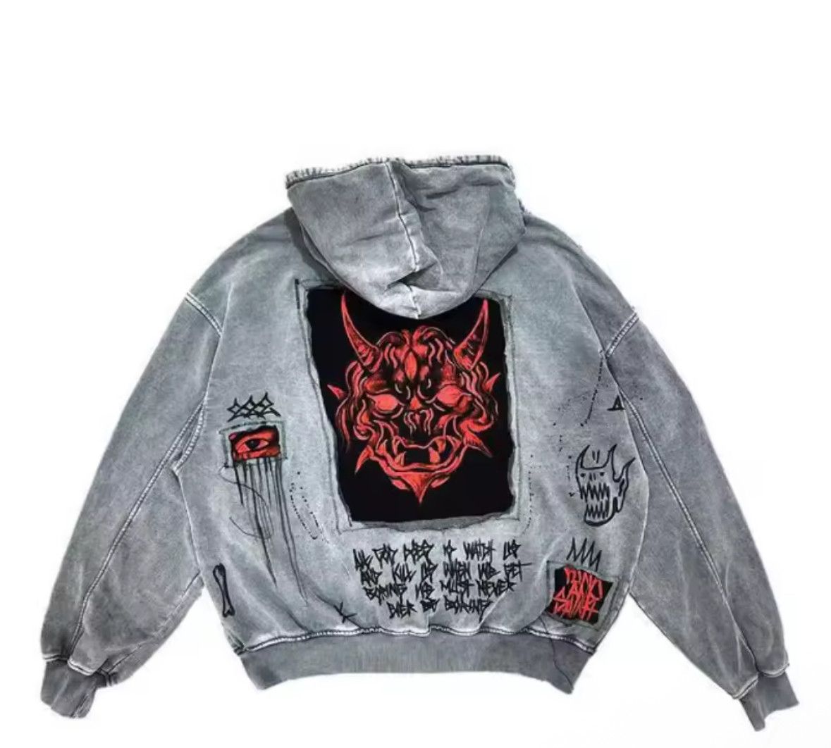 Other Retro Gothic Y2K Devil Skull Jacquard Zipper Fashion Hoodies Size US L / EU 52-54 / 3 - 2 Thumbnail