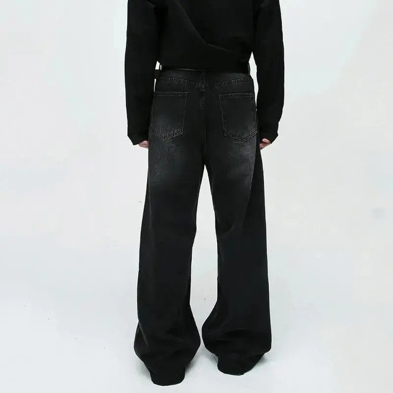 Japanese Brand Washed Black Baggy Denim Jeans Size US 33 - 5 Thumbnail