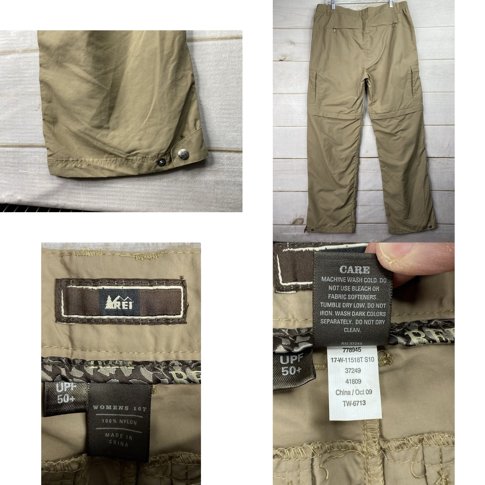 Vintage REI Womens Convertible Cargo Pants 16 Tall Nylon Khaki Zip Off Leg UPF 50+ Beige Hiking Mens Womens Girls Boys (adjusted within rules? No new info) Size 38" / US 16 / IT 52 - 8 Thumbnail