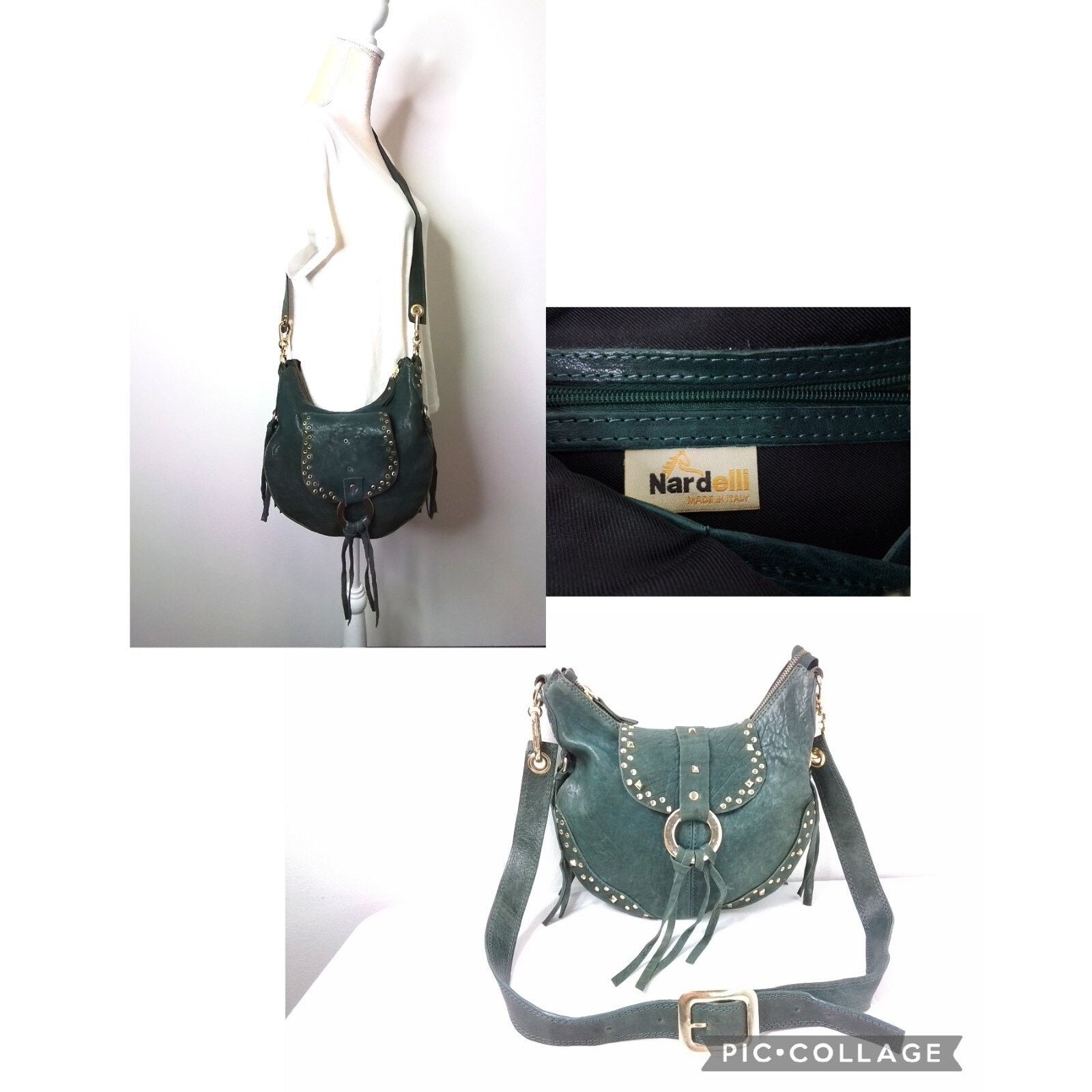 Angelo Nardelli Nardelli Purse Leather Teal w/Metal Accents Handbag #W2697 Size ONE SIZE - 1 Thumbnail