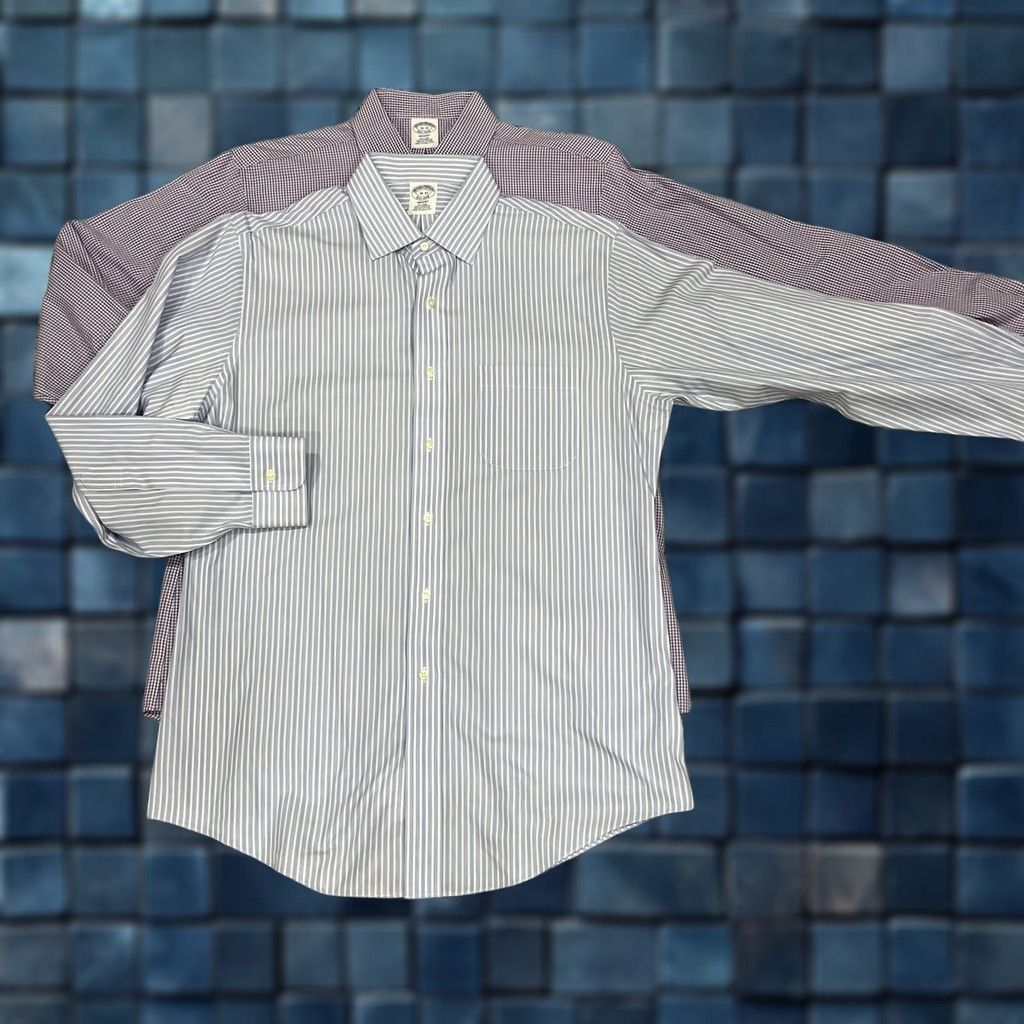 Brooks Brothers Brooks Brothers Mens Dress Shirt Lot Size 16 33 Non Iron Supima Cotton Polka Dot Blue Long Sleeve Regular Fit Classic Office Mens Size 42R - 1 Thumbnail