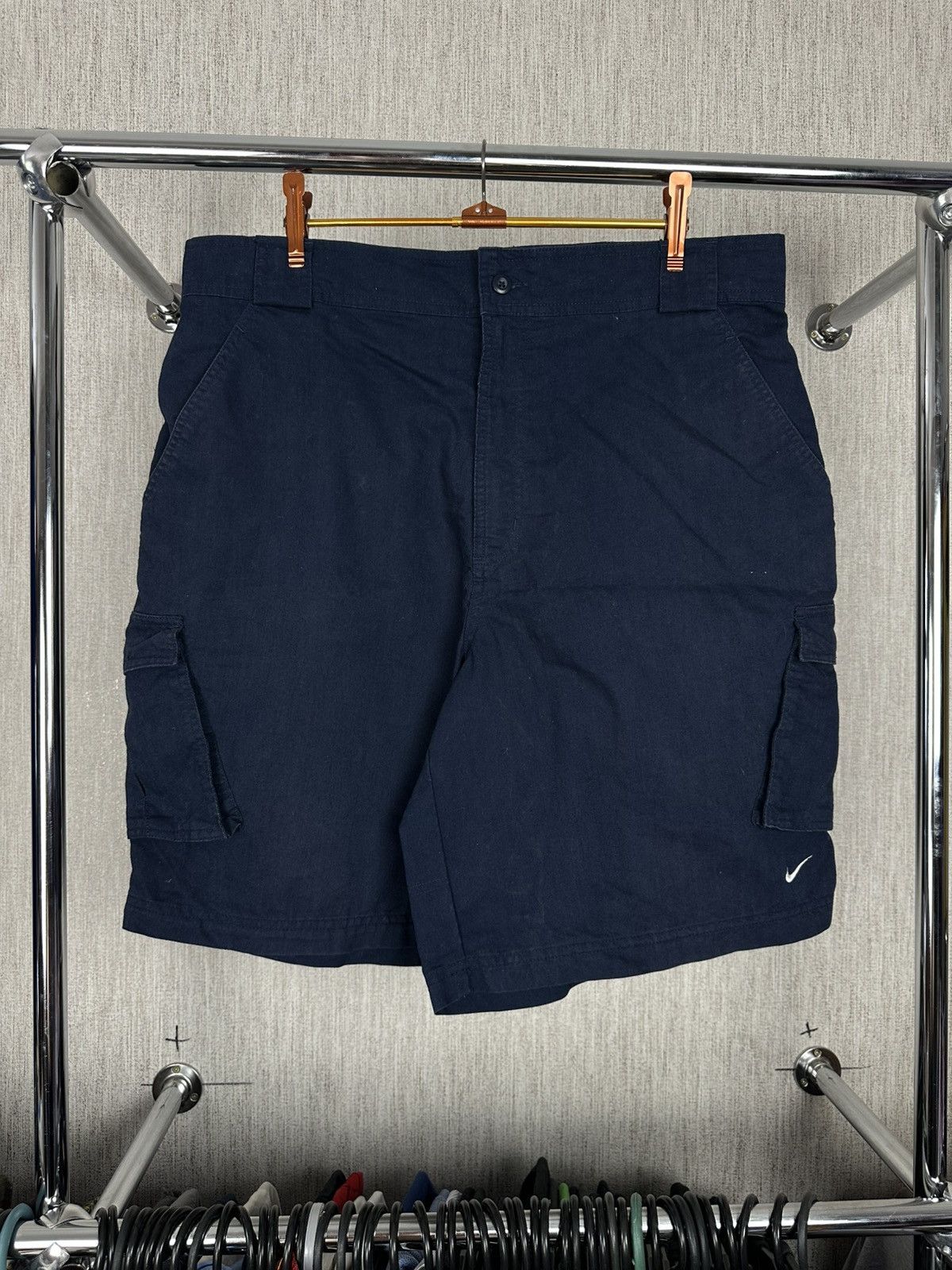 Nike Vintage Y2K Nike Swoosh Cargo Shorts Navy Blue Size US 36 / EU 52 - 2 Thumbnail