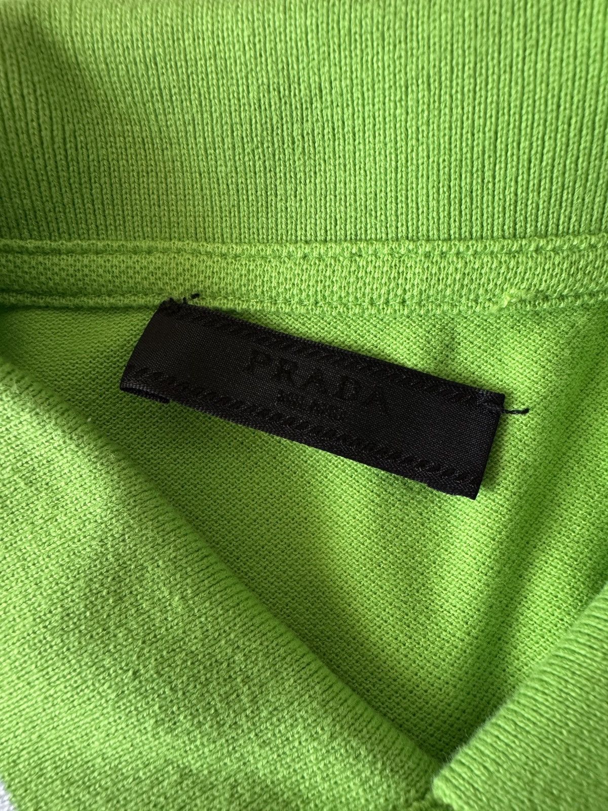 Prada 🔥🔥 Prada Red Tab Neon Green Cotton Polo Shirt Size US L / EU 52-54 / 3 - 4 Thumbnail