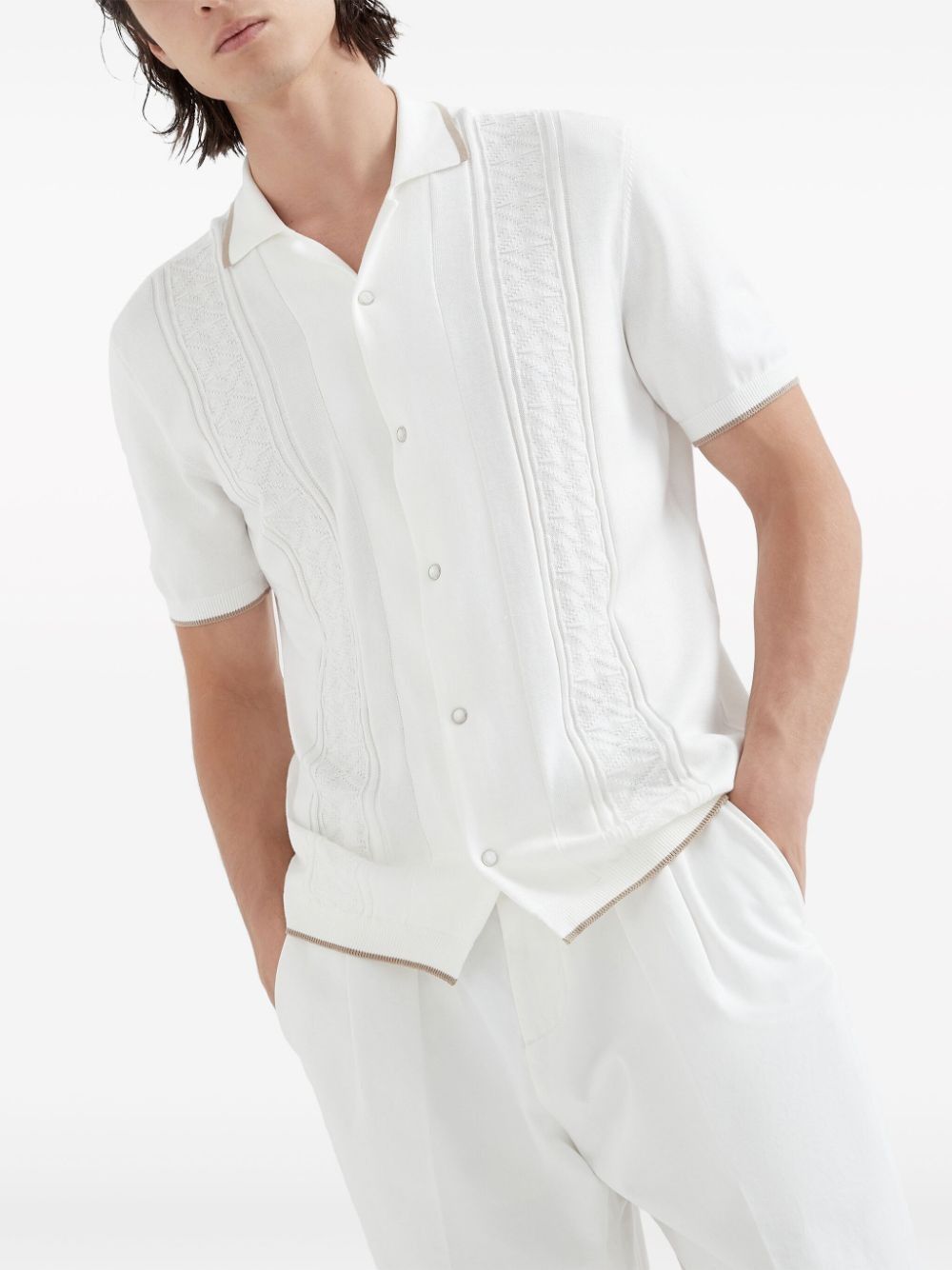 Brunello Cucinelli Sweater in Open White Size US M / EU 48-50 / 2 - 1 Thumbnail