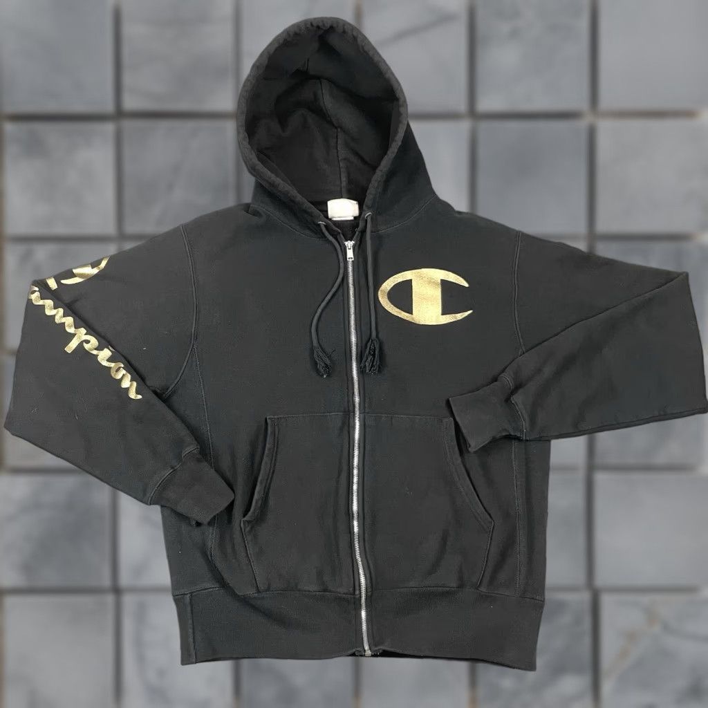 Champion Champion Hoodie Mens M Black Logo Reverse Weave Sweatshirt Casual Size US M / EU 48-50 / 2 - 1 Thumbnail