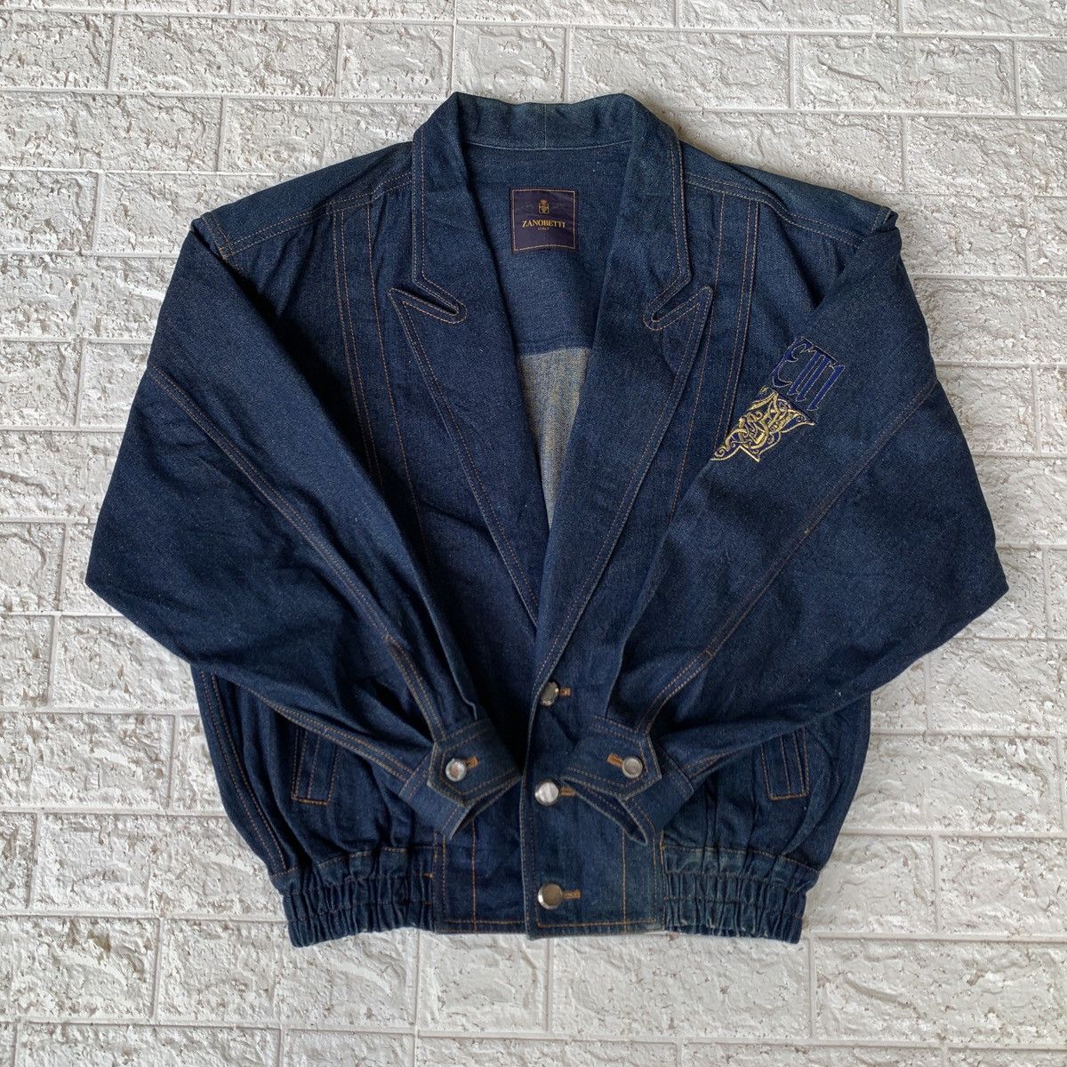 Vintage Vintage Zanobetti Italy Denim Jacket Embroidered Logo Size US L / EU 52-54 / 3 - 4 Thumbnail