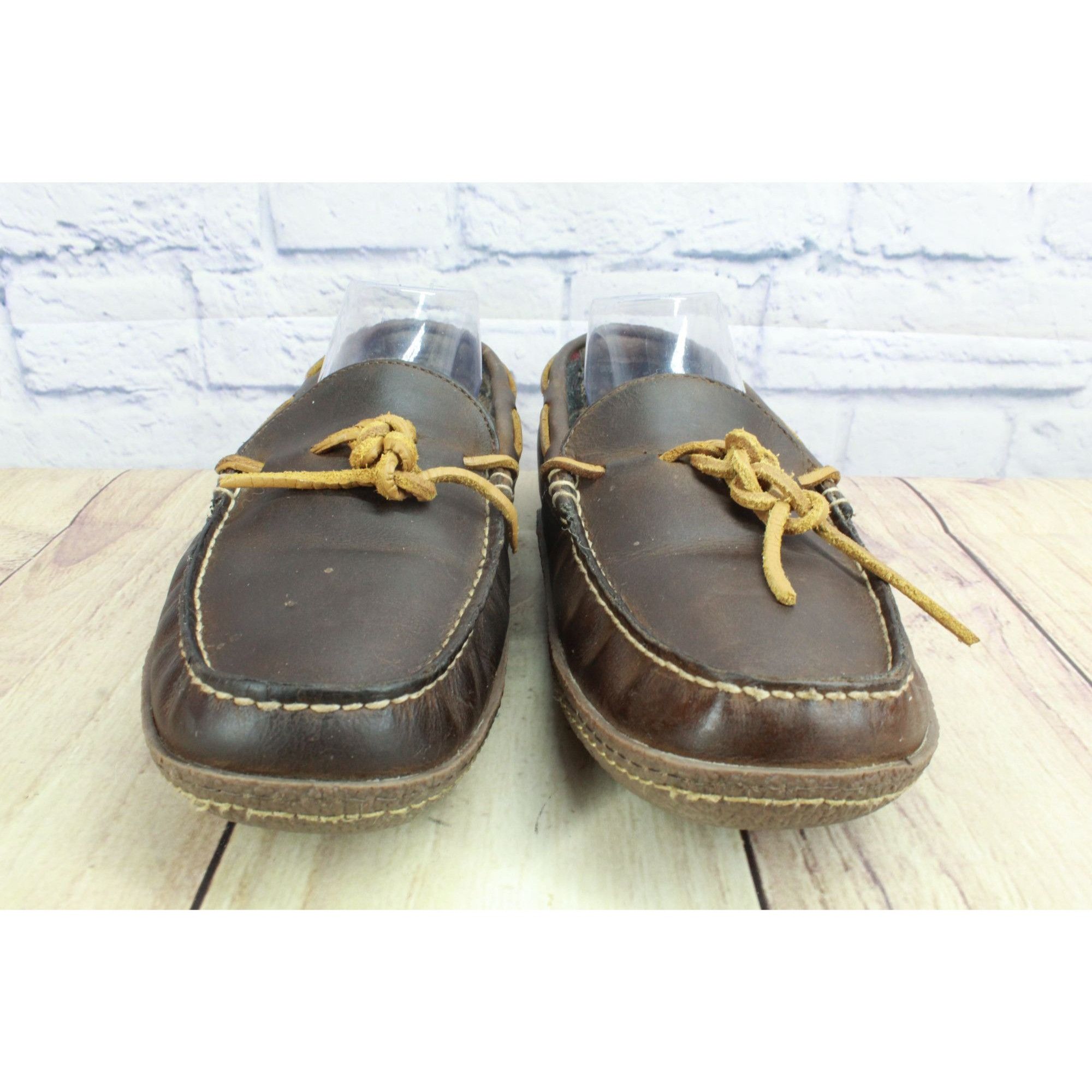 L.L. Bean LL Bean Men’s Handsewn Leather Flannel-Lined Slippers Size US 10 / EU 43 - 5 Thumbnail