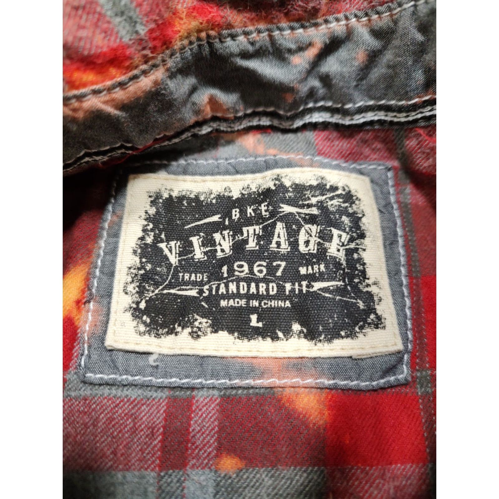 Vintage BKE Shirt Mens Large Red Pearl Snap Long Sleeve Standard Fit Flannel Vtie Dye Shirt Size US L / EU 52-54 / 3 - 4 Thumbnail