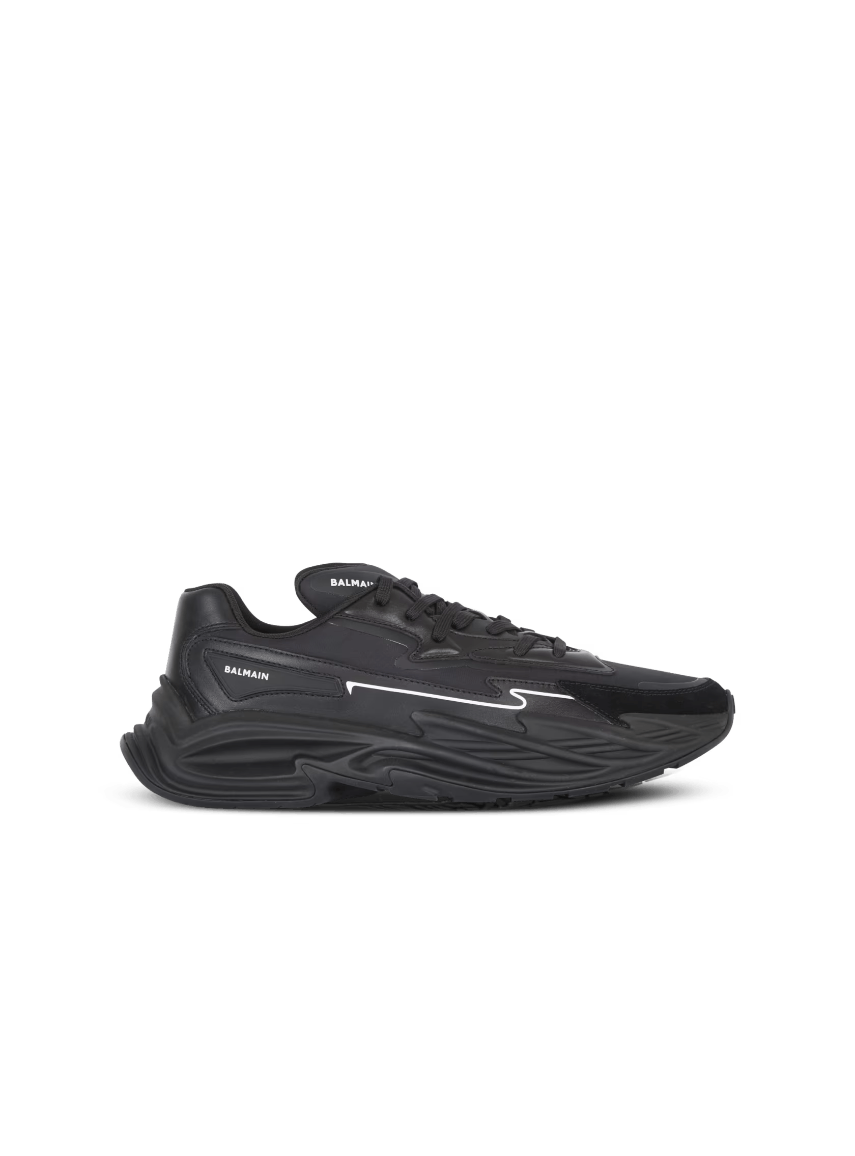 Balmain o1s1wg110325 Run-Row Low-Top Sneakers in Black Size US 10 / EU 43 - 1 Thumbnail