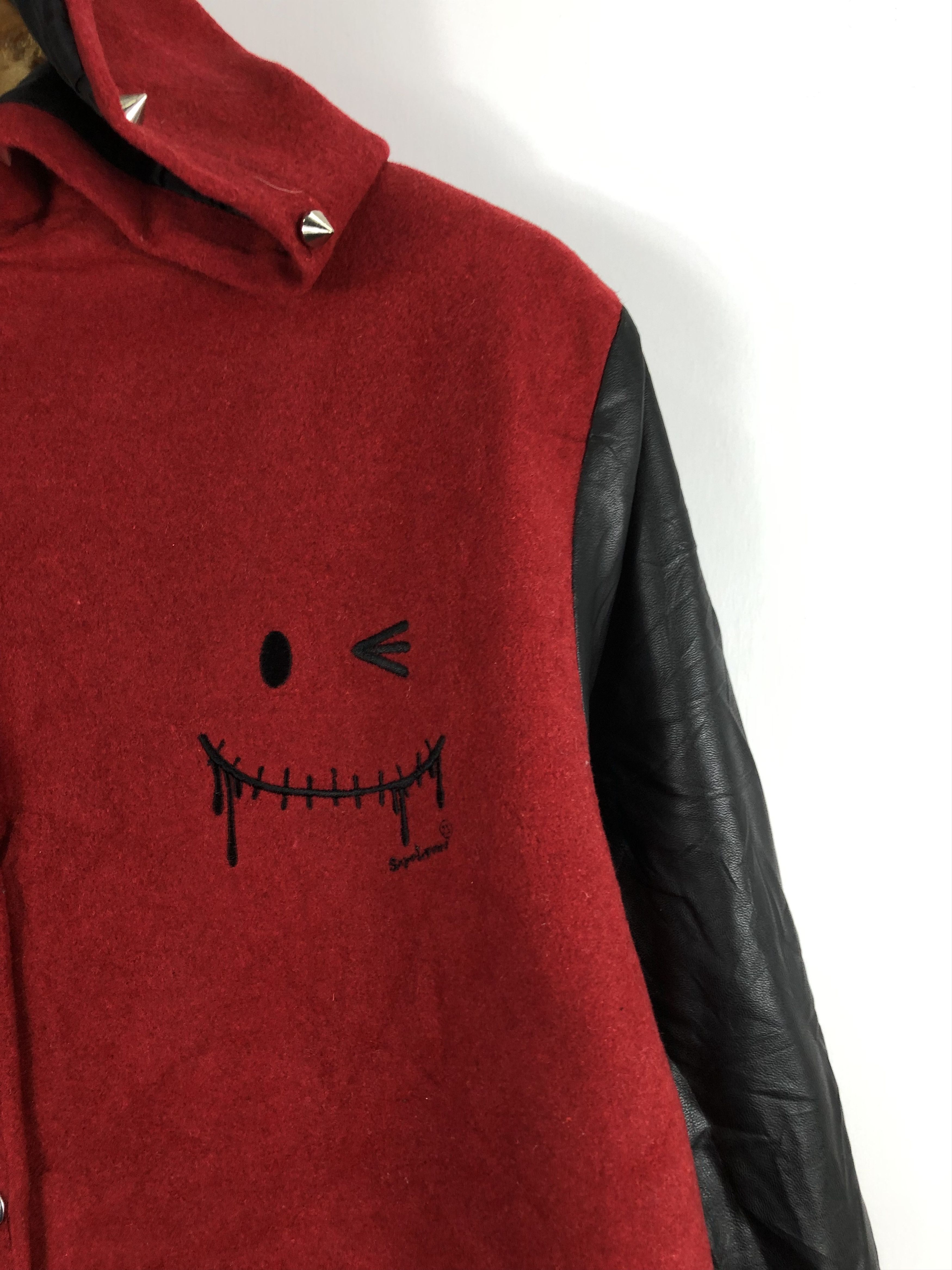 Japanese Brand Vintage Super Lovers Varsity Jacket Red Leather Sleeve V0248 Size US L / EU 52-54 / 3 - 9 Thumbnail