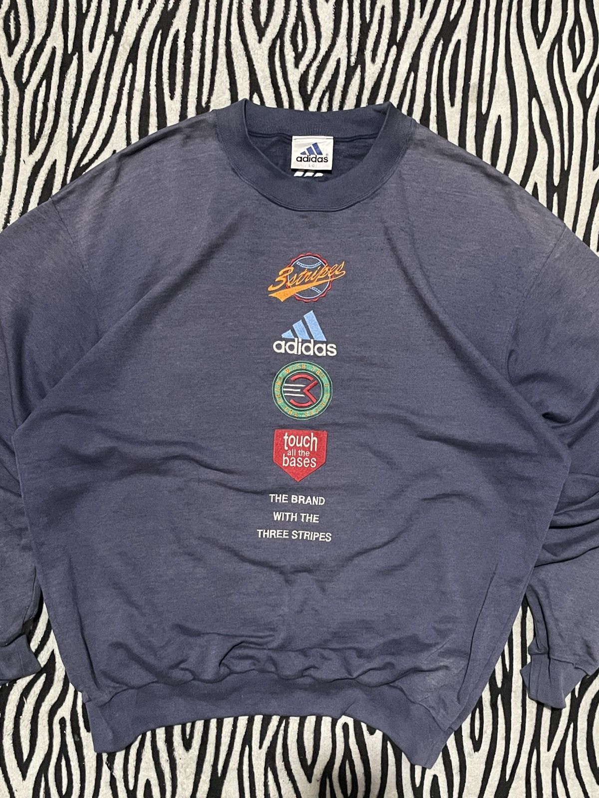 Adidas × Descente × Vintage Sunfaded Adidas Three Stripe Vintage MLB Crewneck Size US XL / EU 56 / 4 - 3 Thumbnail