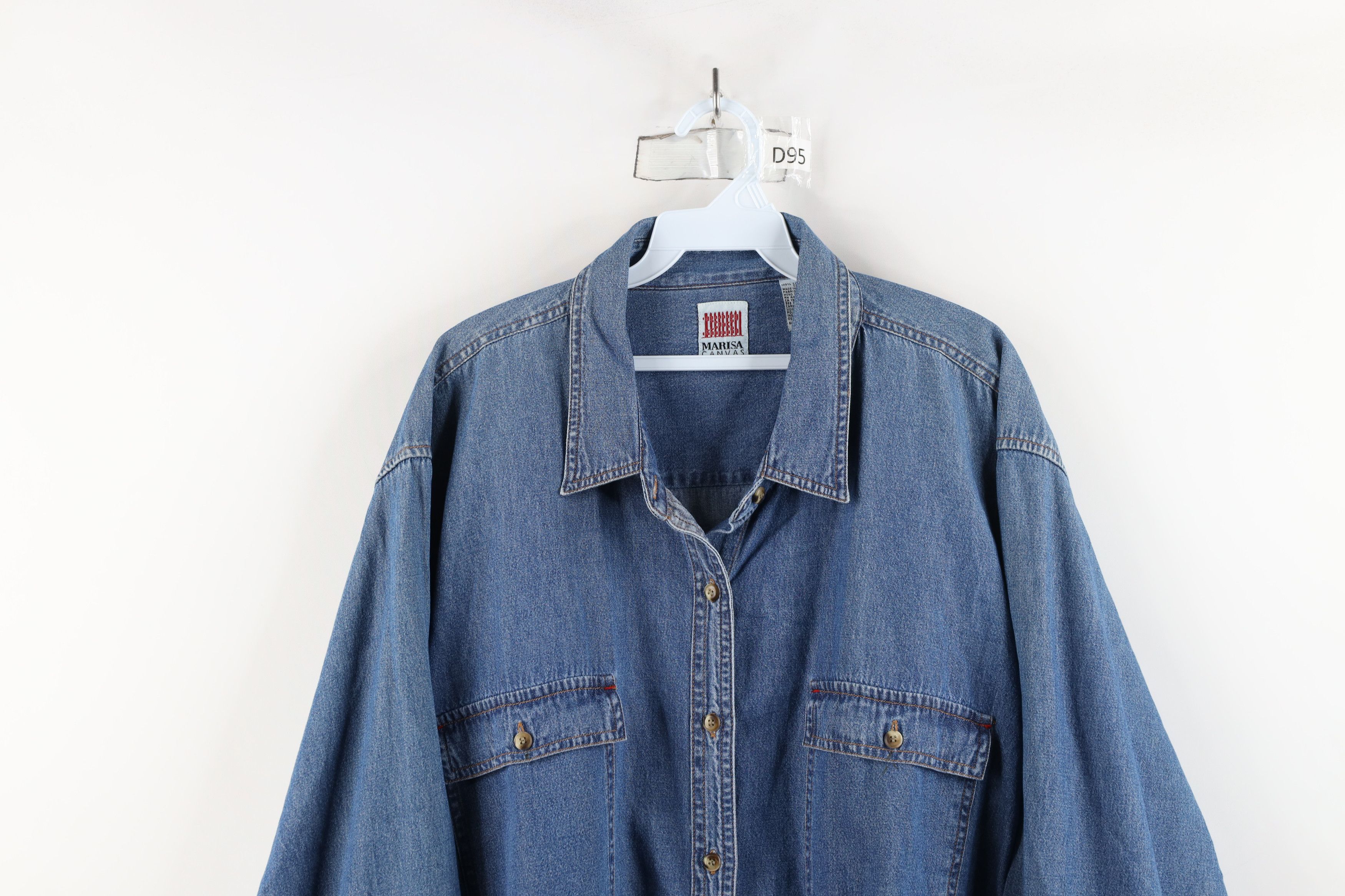 Vintage Vintage 90s Streetwear Collared Denim Jean Button Shirt Size 3XL / US 20-22 - 2 Thumbnail