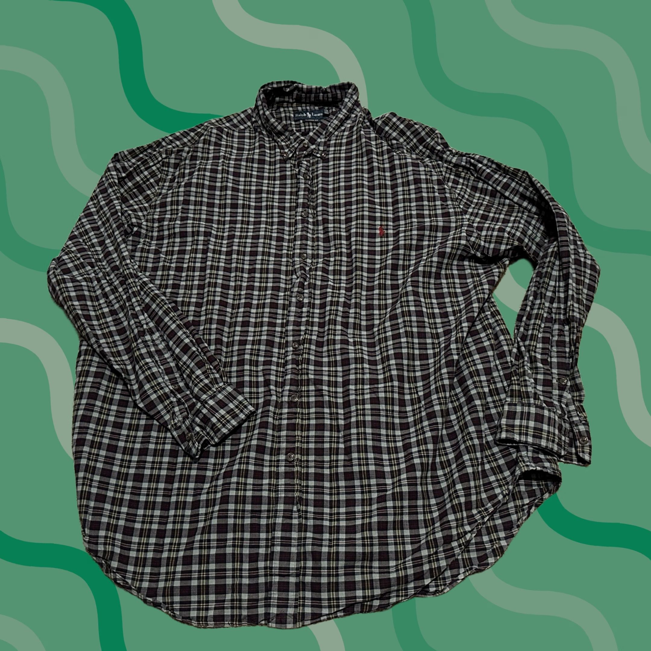 Polo Ralph Lauren VINTAGE Polo Ralph Lauren Shirt Men 4XLT Polo Ralph Lauren Collar Button-Up Long Sleeve Black Plaid Preppy Classic Size US XXL / EU 58 / 5 - 1 Thumbnail