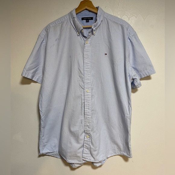 Tommy Hilfiger Tommy Hilfiger Short Sleeve Striped Oxford Shirt - XXL Size US XXL / EU 58 / 5 - 2 Thumbnail