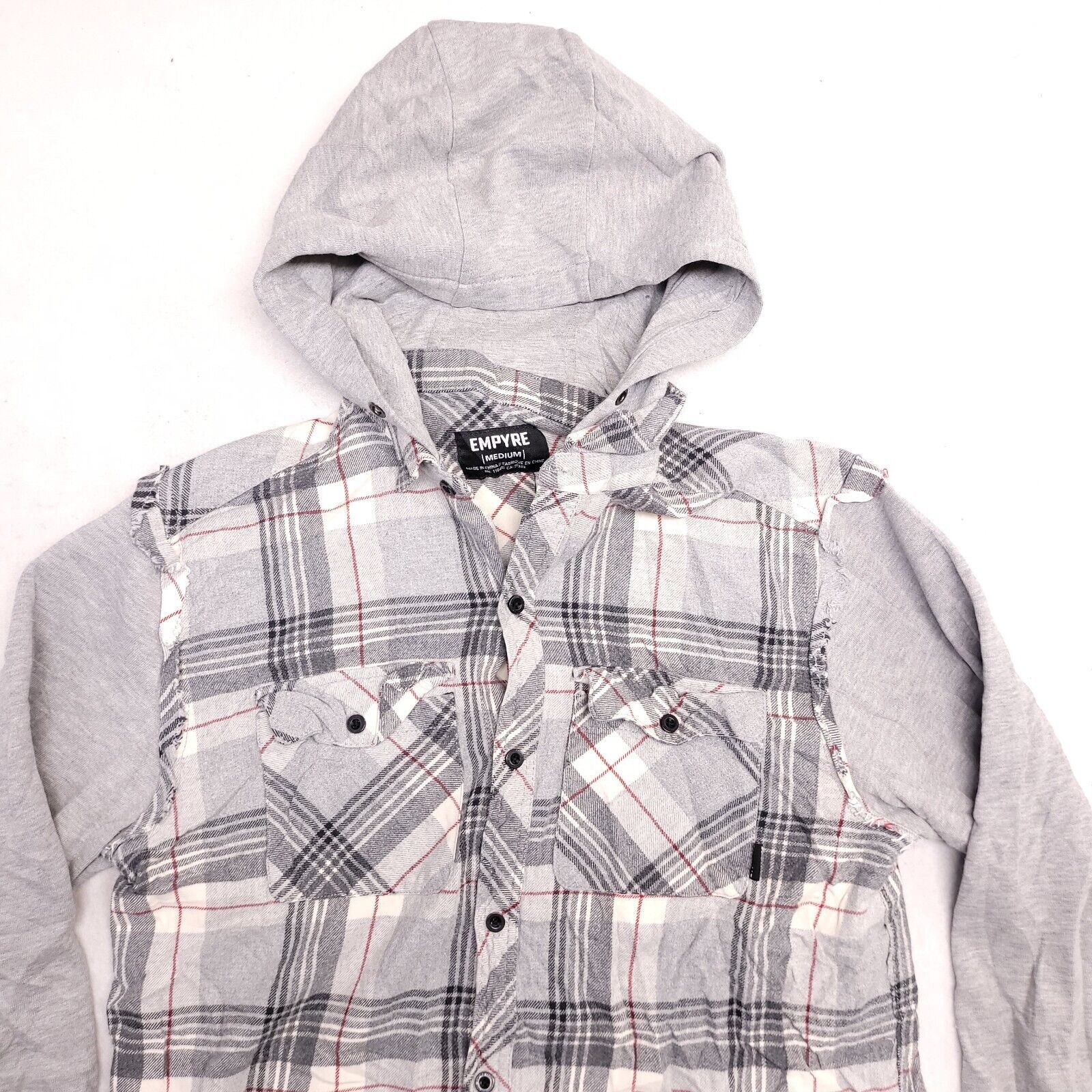 Empyre Empyre Casual Long Sleeve Hoodie Mens Size M Gray Plaid Size US M / EU 48-50 / 2 - 1 Thumbnail