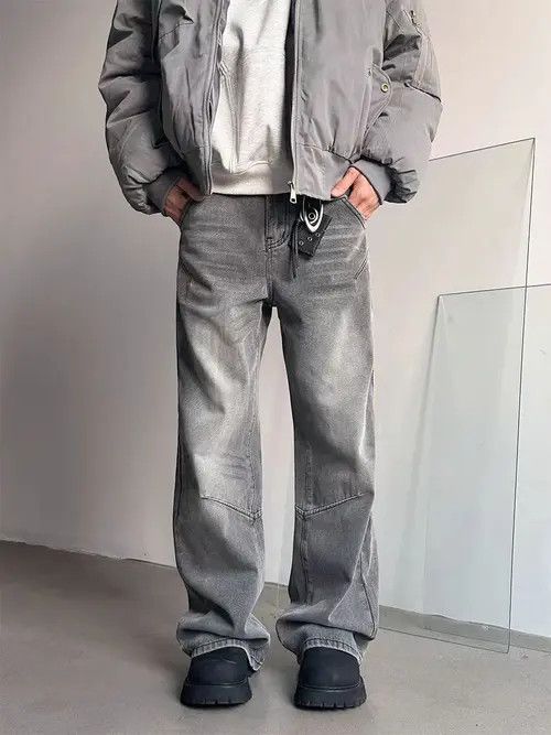 Jean High street Y2K washed smoky grey micro flare baggy jeans Size US 31 - 3 Thumbnail