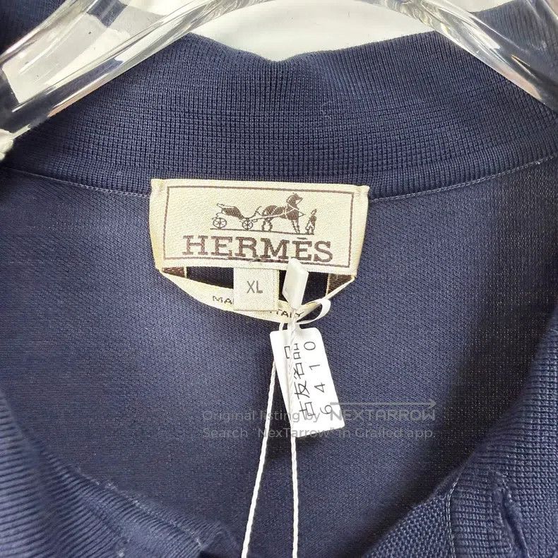 Hermes Hermes Navy Blue Short Sleeve Polo Shirt Size US XL / EU 56 / 4 - 3 Thumbnail