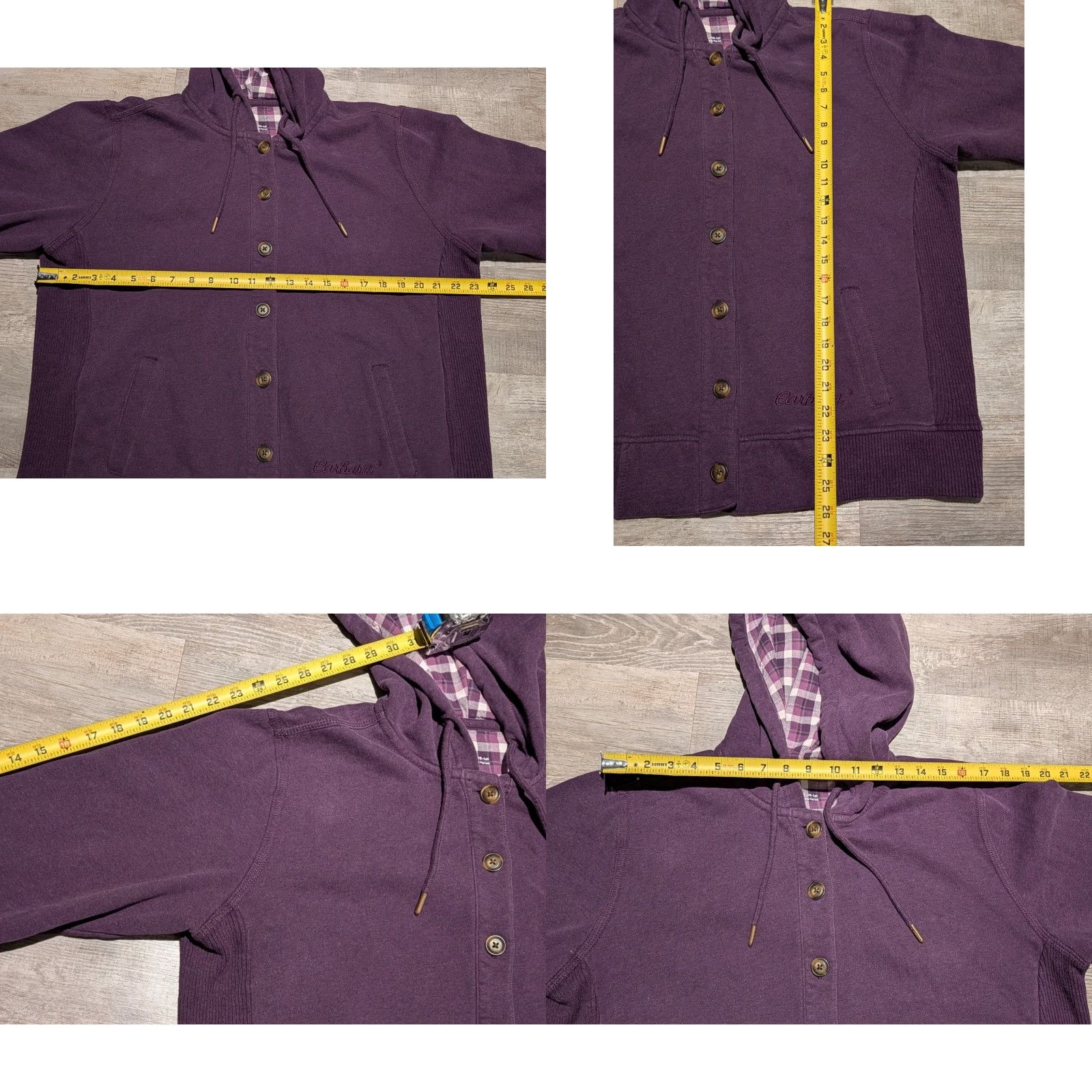 Carhartt Carhartt Womens XL Marengo Sweatshirt Jacket Purple Button Hooded Flannel Lined Upper Pockets Solid 100708 - 555 Womens Clothing Men? Size XL / US 12-14 / IT 48-50 - 8 Thumbnail