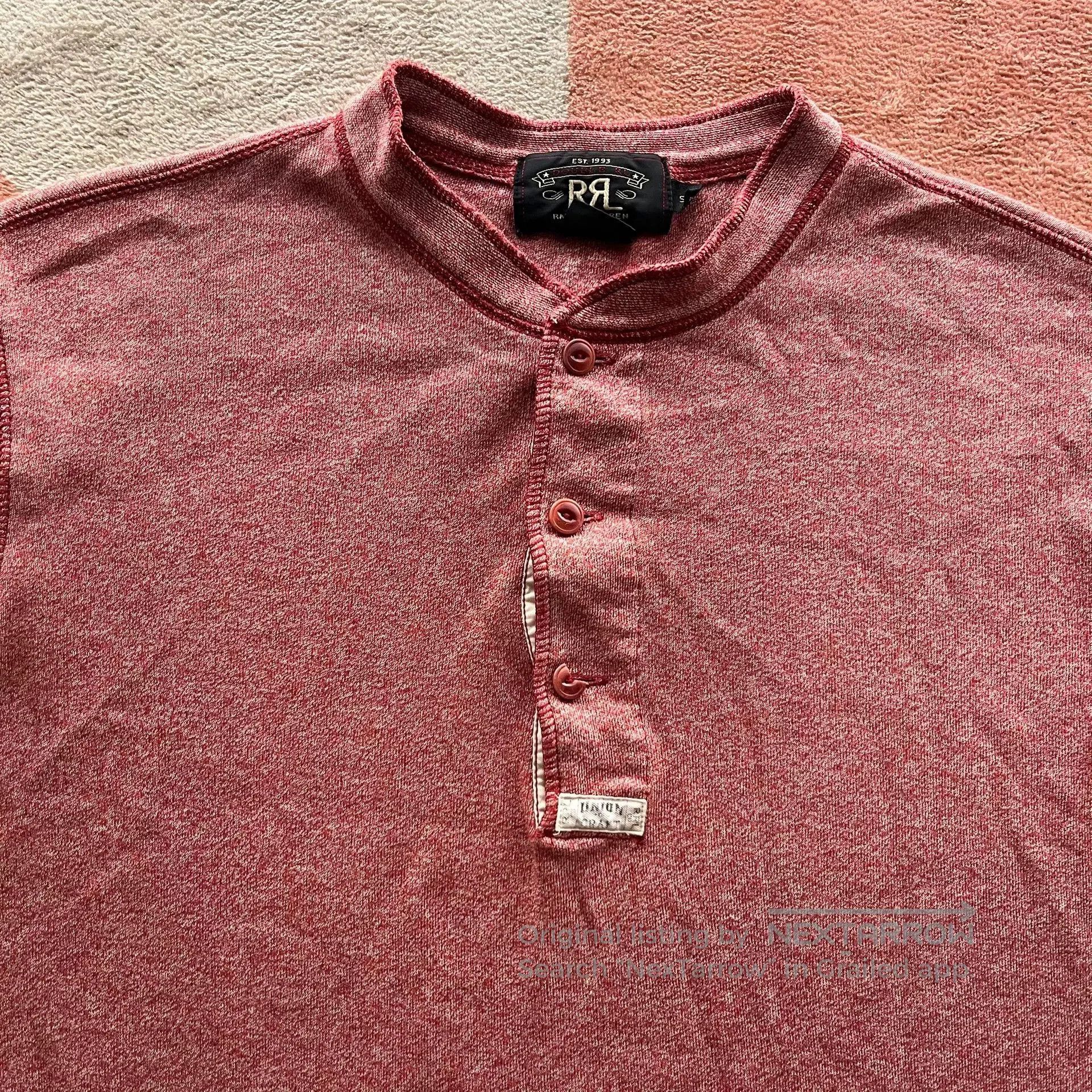 RRL Ralph Lauren RRL Pink Henley Collar Sweater. Size US S / EU 44-46 / 1 - 3 Thumbnail