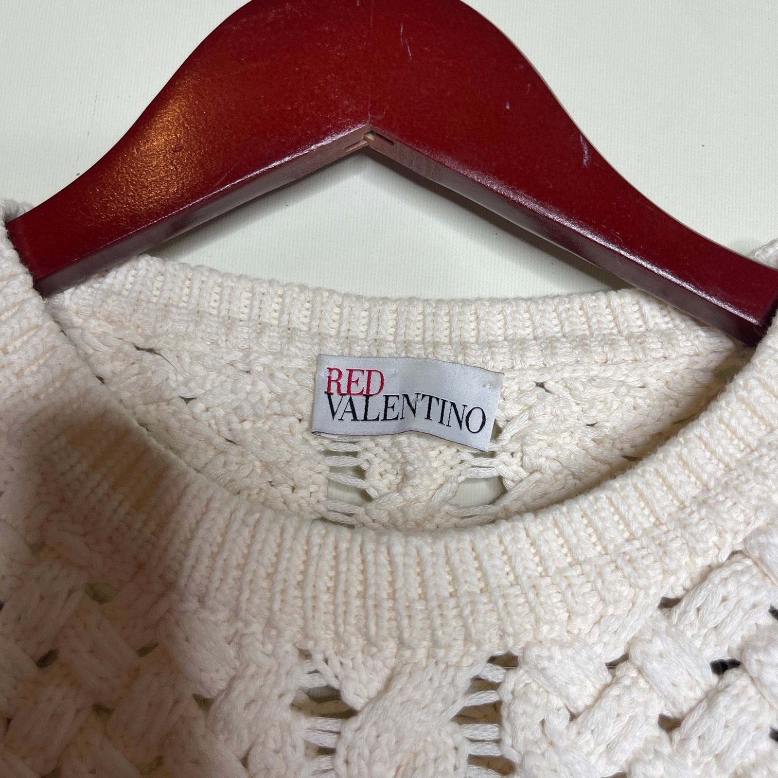 Valentino RED VALENTINO Open-Knit Cable Sweater in Ivory Sz M Size M / US 6-8 / IT 42-44 - 2 Thumbnail