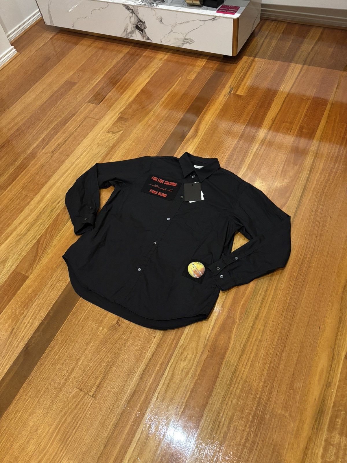 Undercover Undercover SS25 Patch Print Long Sleeve Collared Shirt Black Size US L / EU 52-54 / 3 - 1 Thumbnail