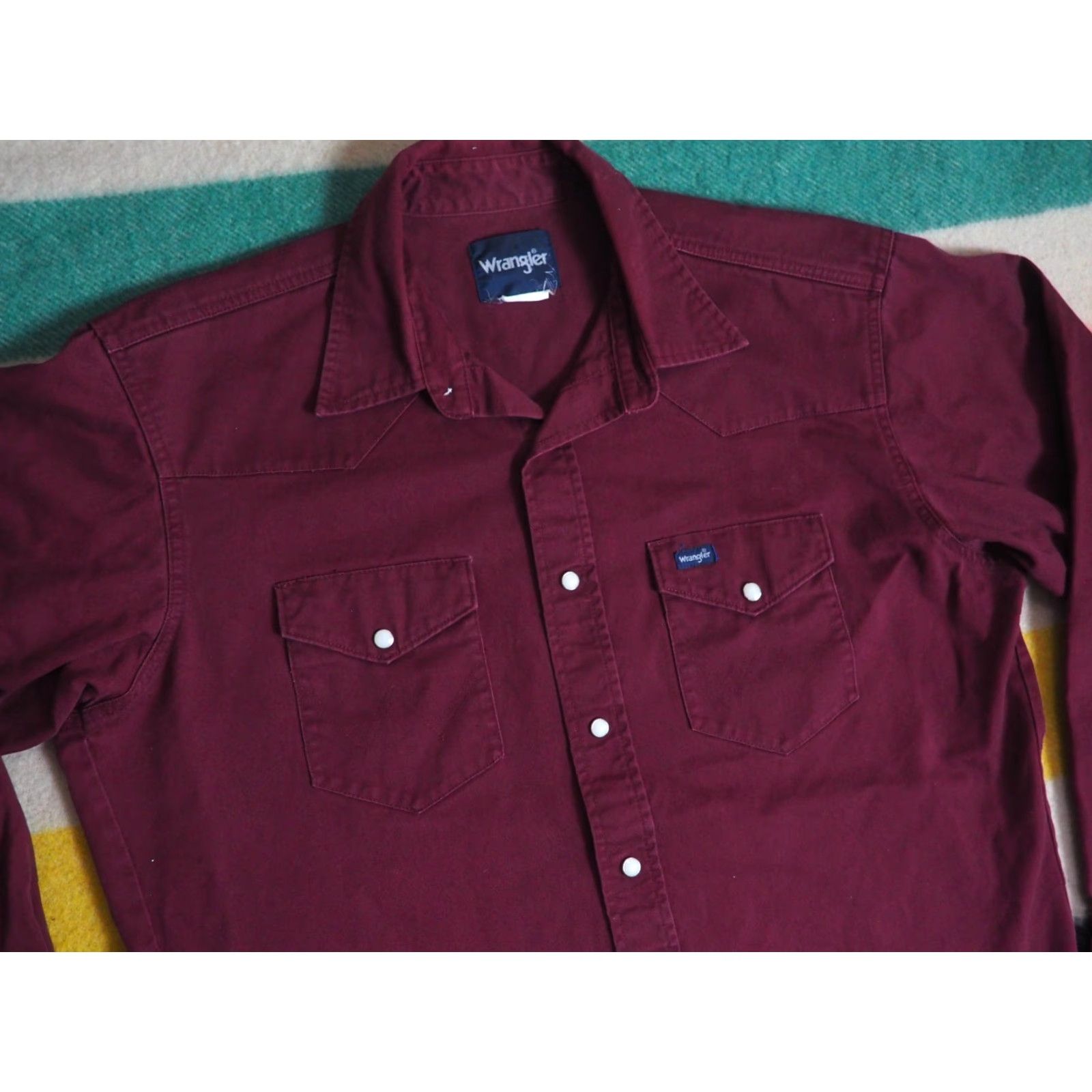 Wrangler VINTAGE Wrangler Western Shirt Mens L Red 1990s Cotton Pearl Snap Heavyweight Rockabilly Cowboy Size US L / EU 52-54 / 3 - 3 Thumbnail
