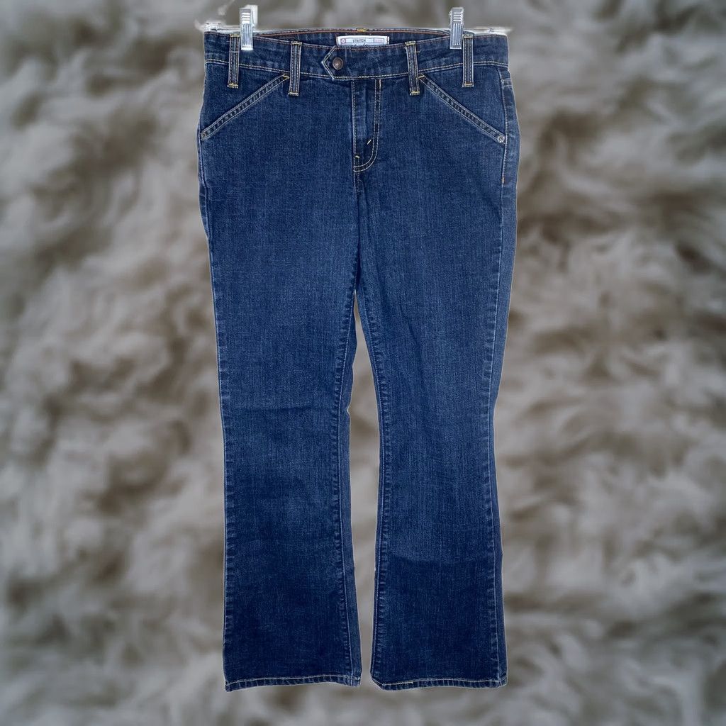 Vintage Levis Levi Strauss Signature Jeans Bootcut Juniors 7 Dark Wash Stretch Womens Size 28" / US 6 / IT 42 - 1 Thumbnail