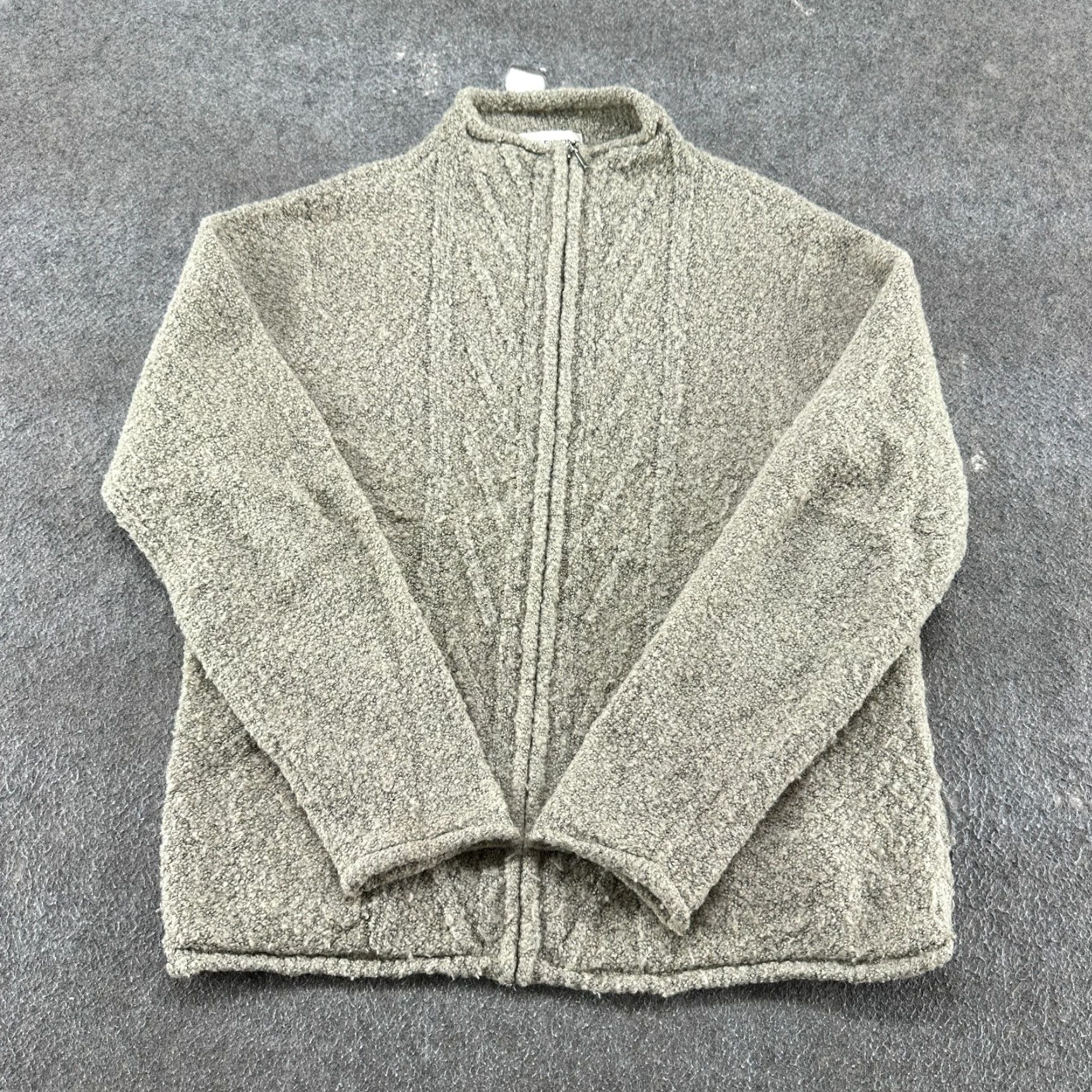 Evan Picone VINTAGE Evan Picone Sweater Womens M Beige Cardigan Full Zip Boiled Wool 90s Size M / US 6-8 / IT 42-44 - 2 Thumbnail