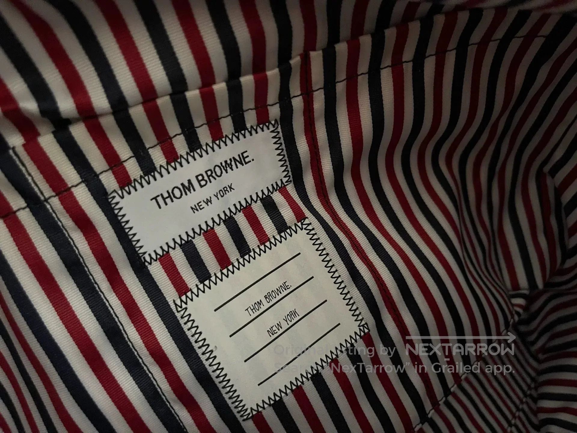 Thom Browne thom browne black tote bag with leather texture. Size ONE SIZE - 5 Thumbnail