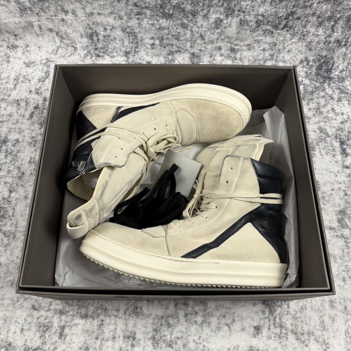 Rick Owens Rick Owens ‘Black/Milk’ Suede Geobaskets Size US 11 / EU 44 - 8 Thumbnail