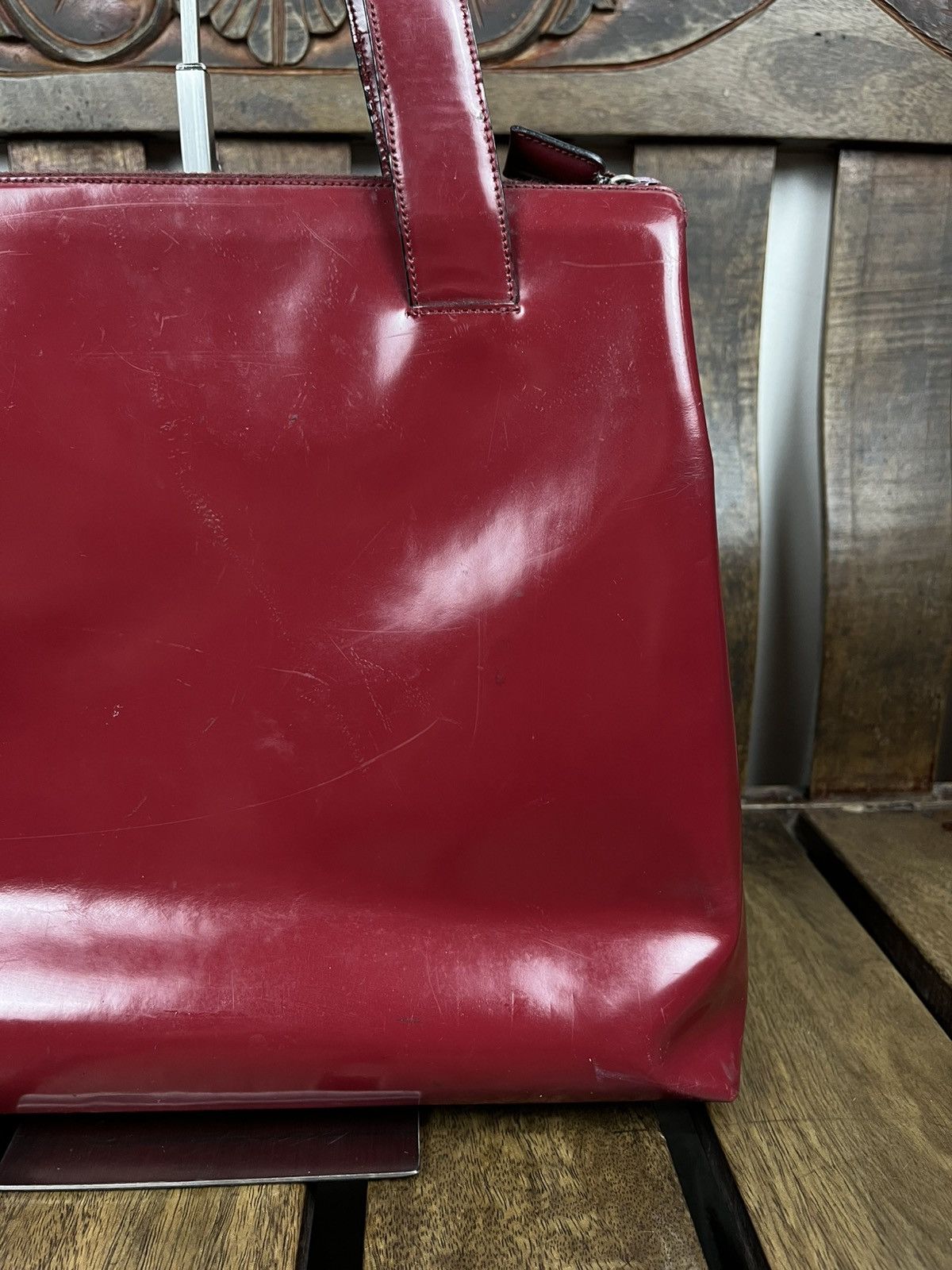 Prada Prada Fall/Winter 1998 Burgundy Patent top handle bag Size ONE SIZE - 19 Thumbnail