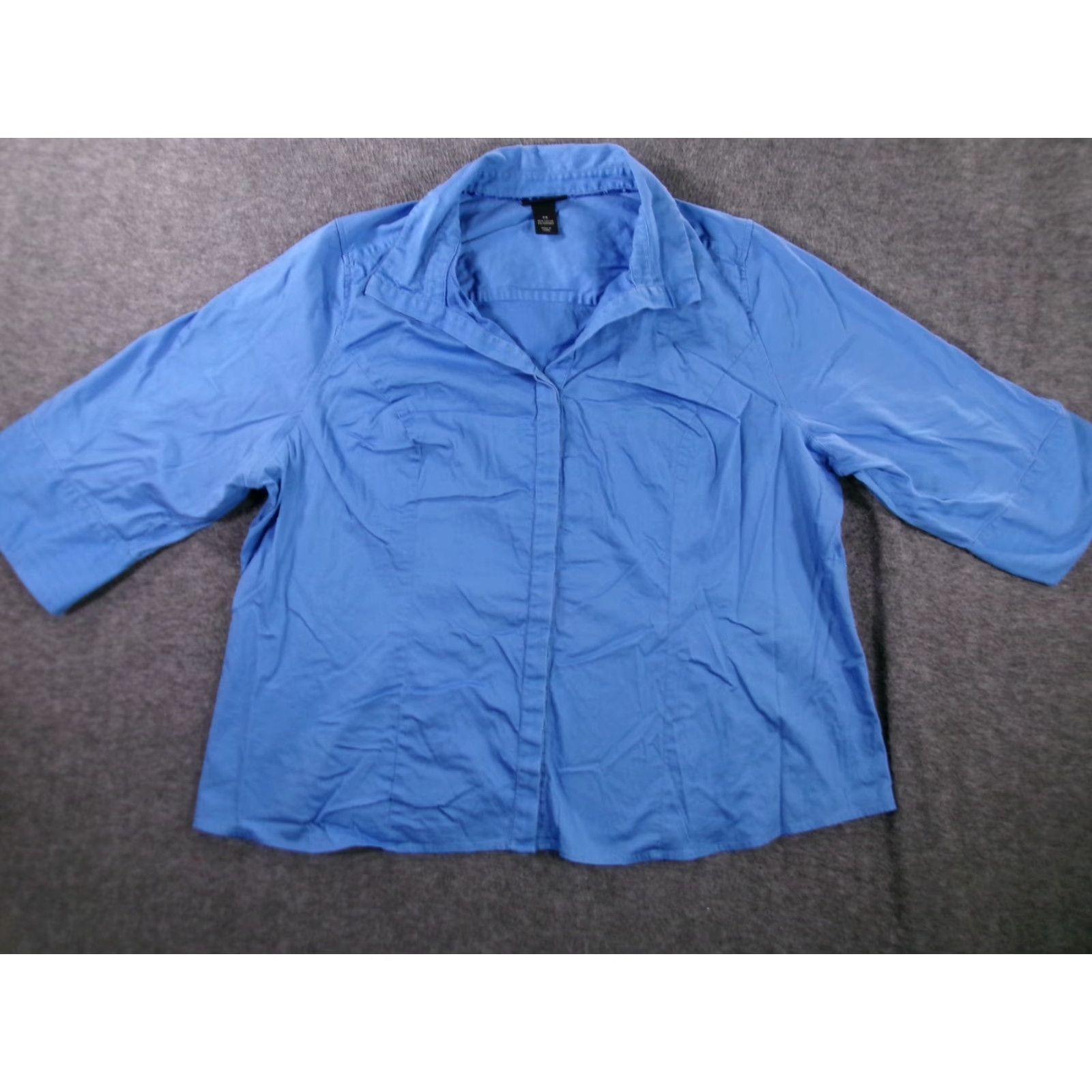 Vintage Lane Bryant Button-Up Top Women 28 Blue Casual Day Office Basic Classic Preppy Shirt Mens? Wait. Size 4XL / US 24-26 - 2 Thumbnail