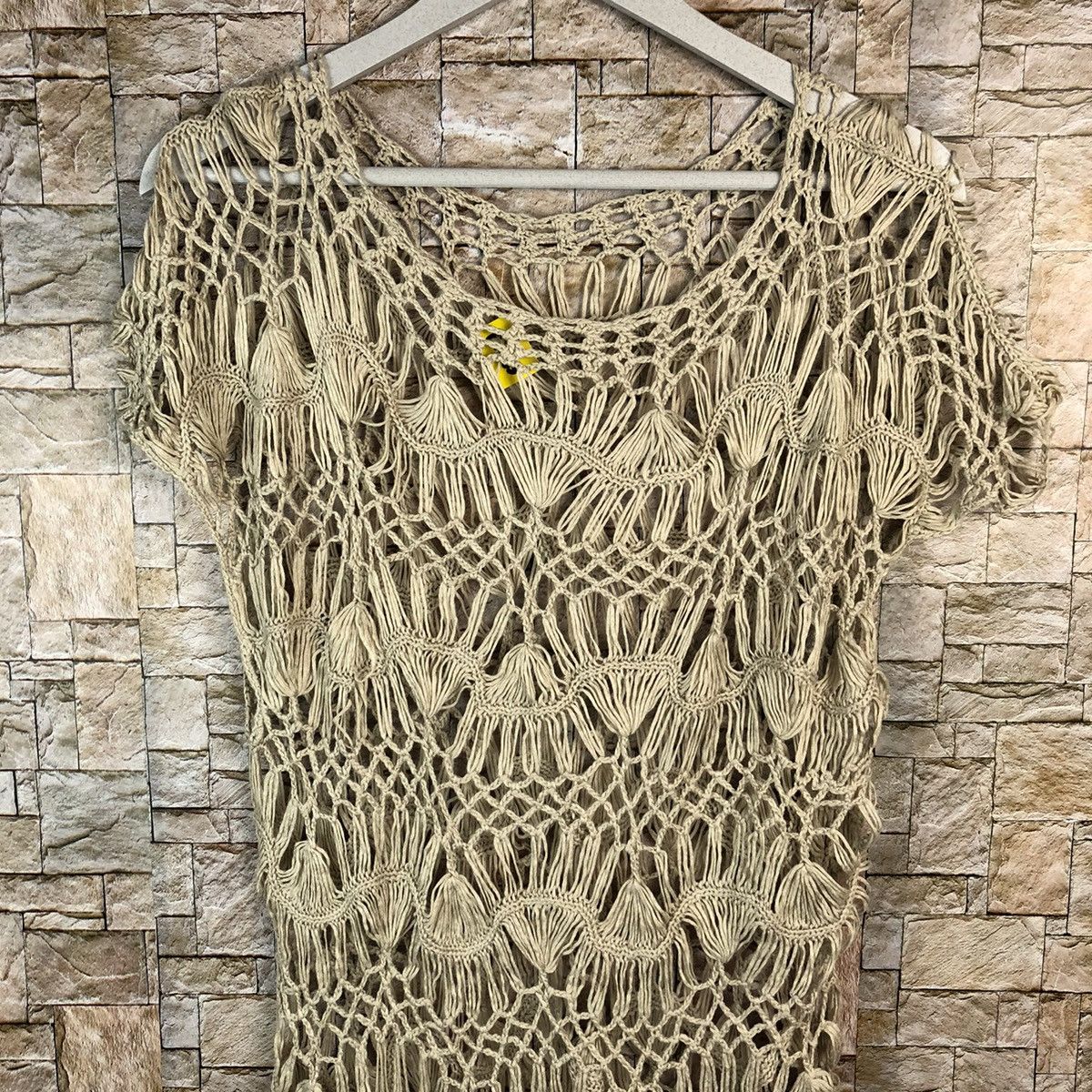 Homespun Knitwear × Japanese Brand × Vintage Japanese Brand crochet meshnet Brown Knitwear #A1233 Size M / US 6-8 / IT 42-44 - 5 Thumbnail