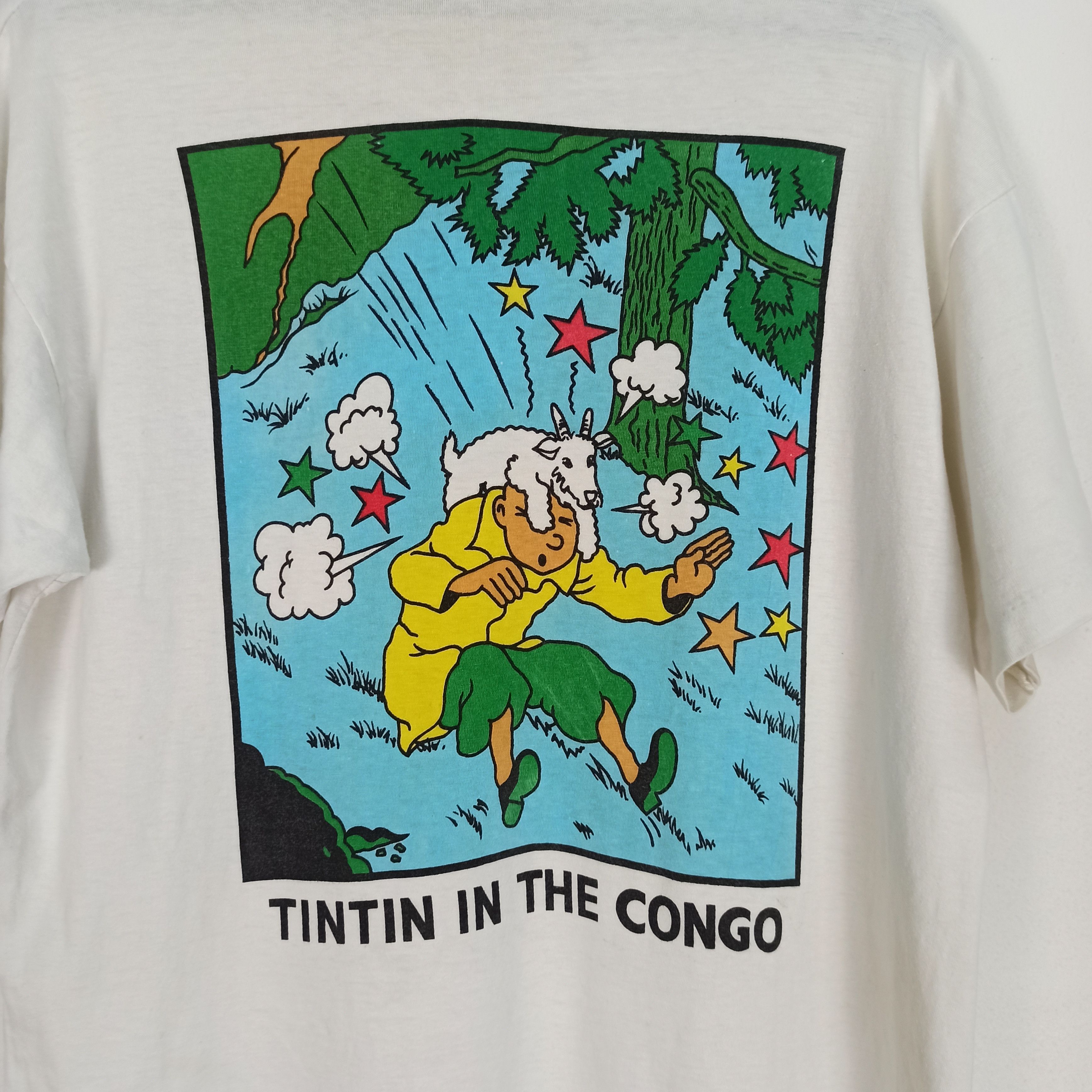 Vintage Vintage Tintin The Blue Lotus t-shirt Single stitch Size US M / EU 48-50 / 2 - 2 Thumbnail