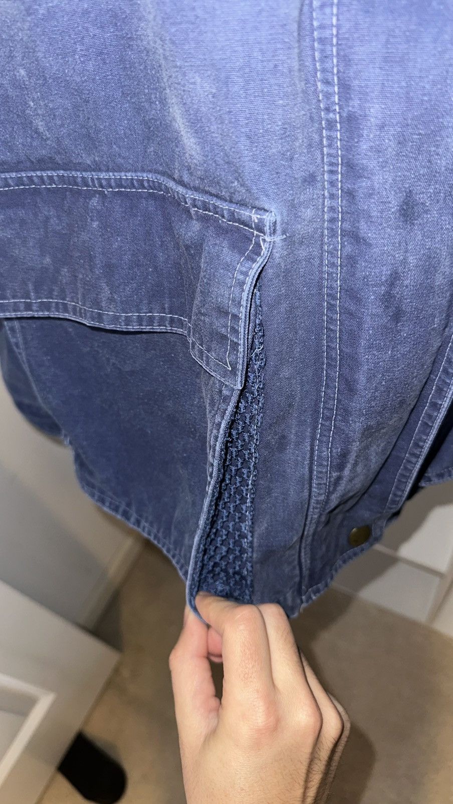 Vintage Y2K Faded Blue Workwear Jacket with Crochet Detailing Size US M / EU 48-50 / 2 - 5 Thumbnail