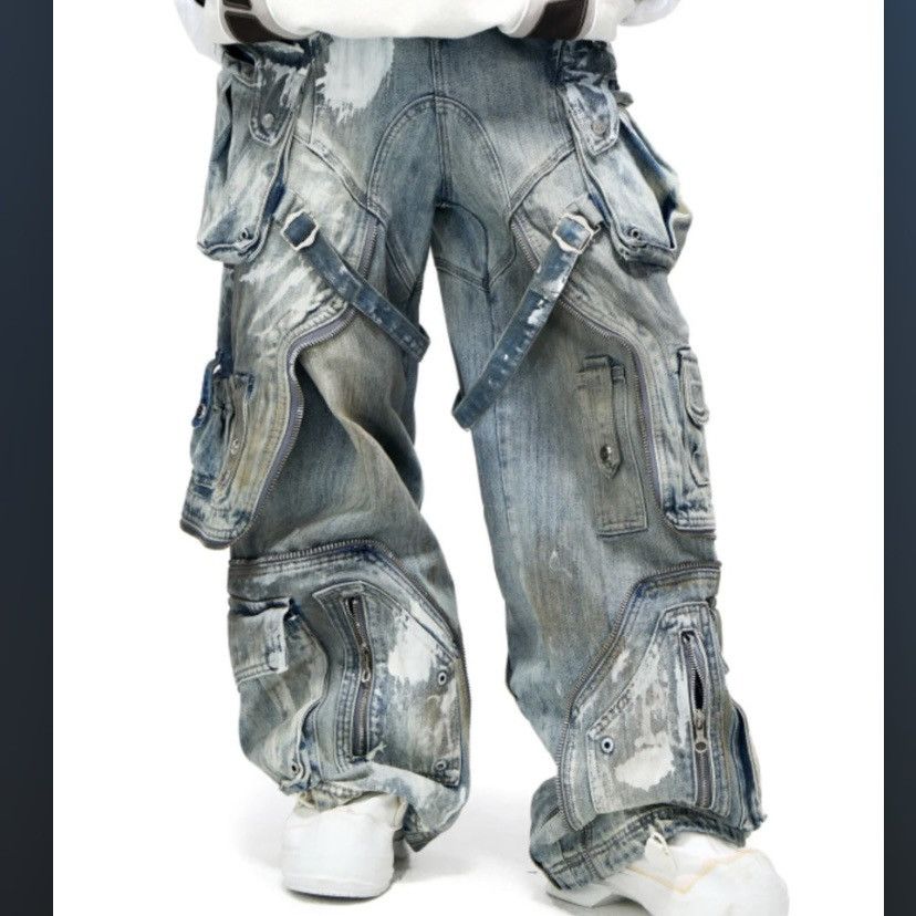 Designer Person soul White Stain GraffitiCargo Pants Size US 33 - 2 Thumbnail
