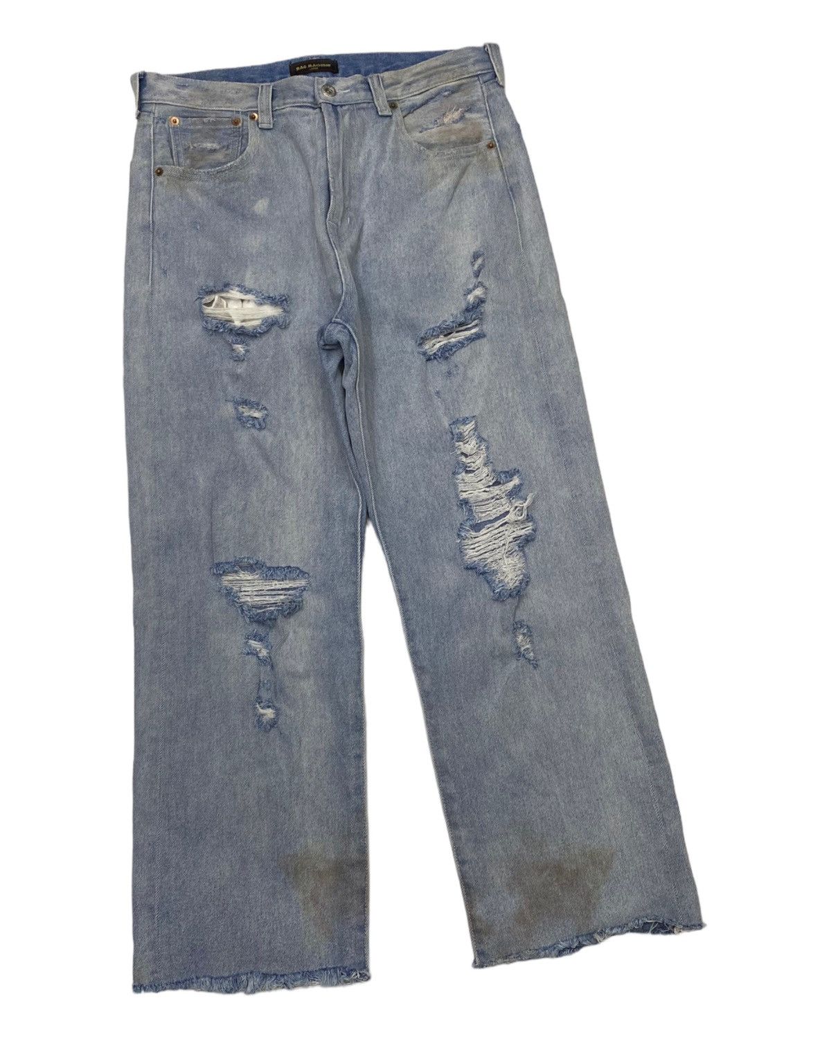 If Six Was Nine RAG MACHINE DISTRESSED DENIM PUNK RELEASE HEM CROPPED JEANS Size US 30 / EU 46 - 2 Thumbnail