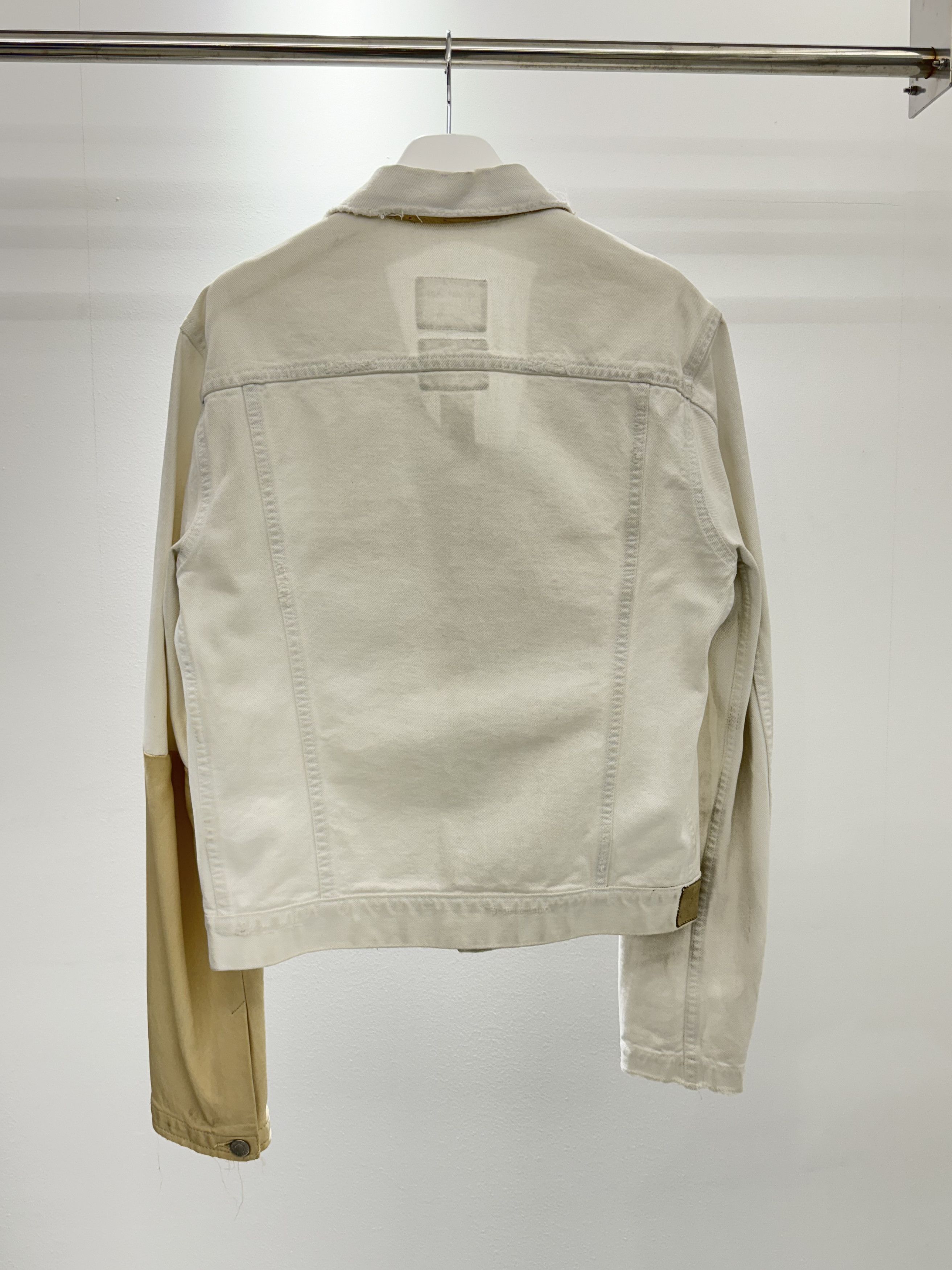 Helmut Lang 2003ss leather sleeve trucker jacket