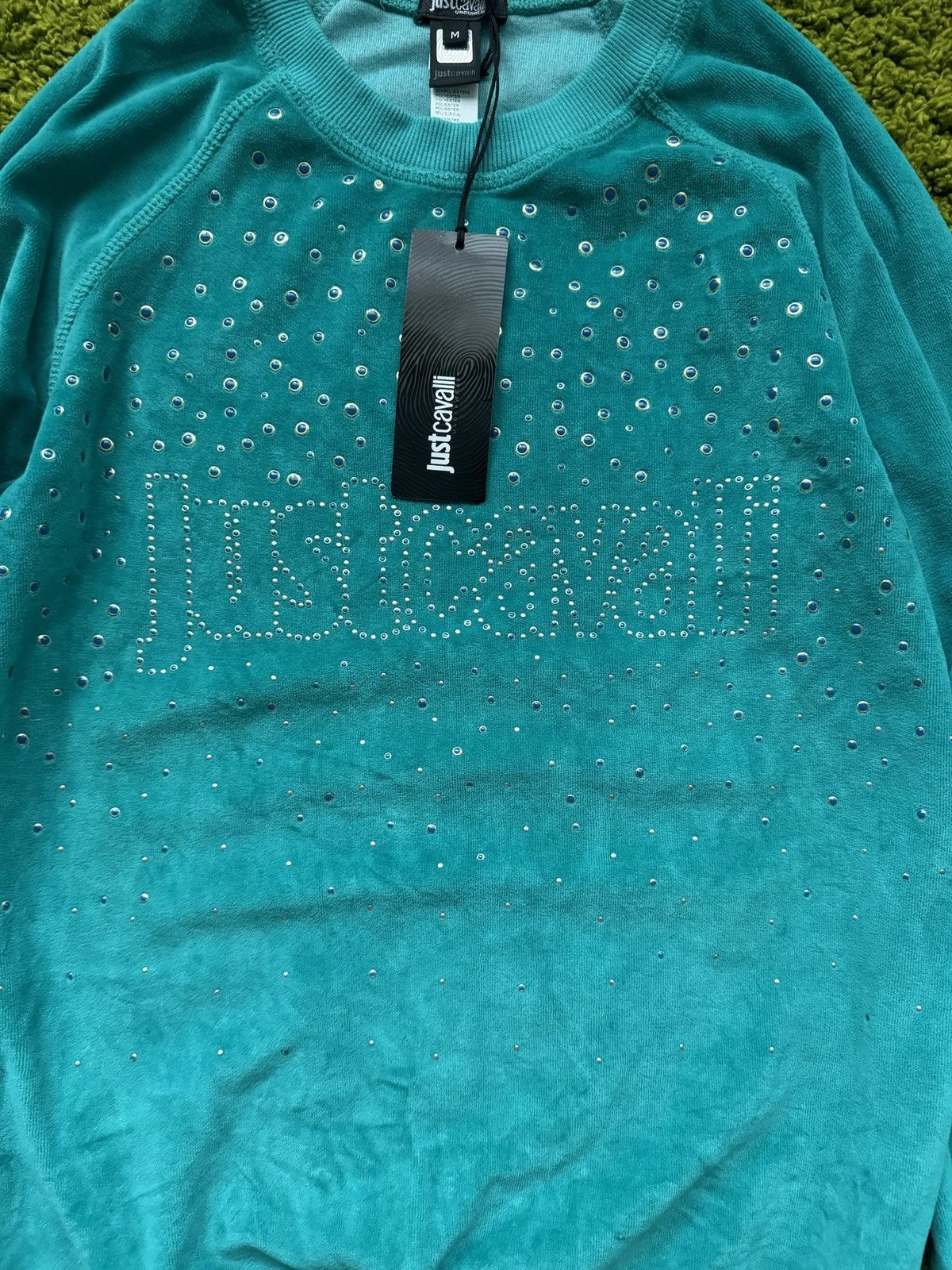 Designer × Just Cavalli × Roberto Cavalli Just Cavalli NWT rhinestone logo velour sweatshirt Size M / US 6-8 / IT 42-44 - 3 Thumbnail