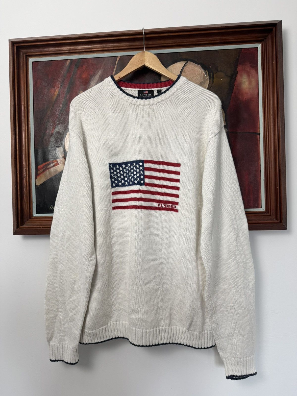 Nicely!!! POLO USA By Ralph selling Lauren Crewneck Big Logo US Flags Sweatshirt Logo Pullover/ Fashion Style / Streetwear / Small Size / Yellow