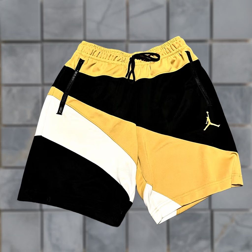 Jordan Brand Jordan Jumpman Tricot Wave Shorts Mens Small Black Gold Colorblock Zip Pockets Size US 29 - 1 Thumbnail