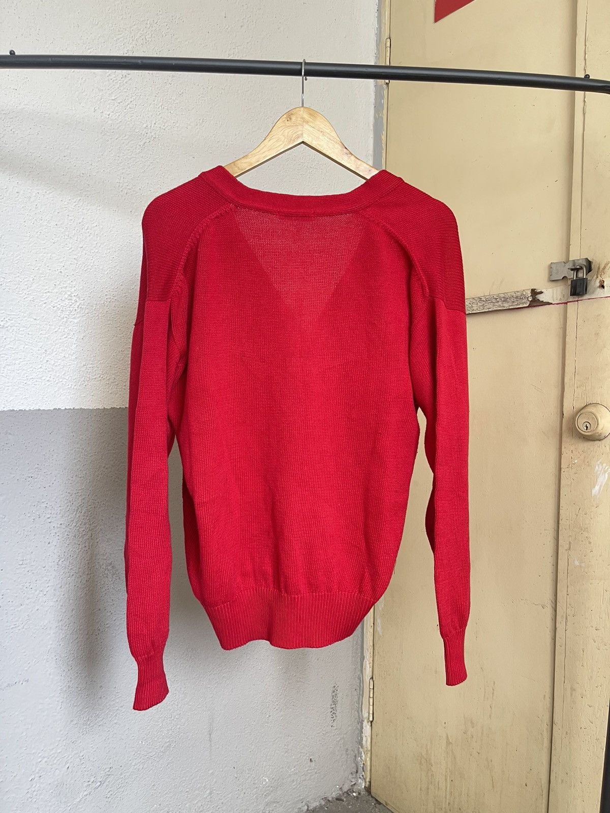 Issey Miyake × Japanese Brand Issey Miyake Sports Chenille Patch Red Cardigan Size US L / EU 52-54 / 3 - 2 Thumbnail